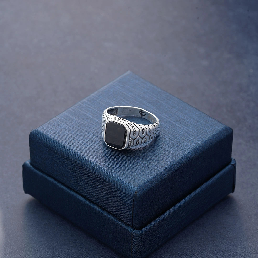 Sterling Silver Onyx Signet Ring Ishna