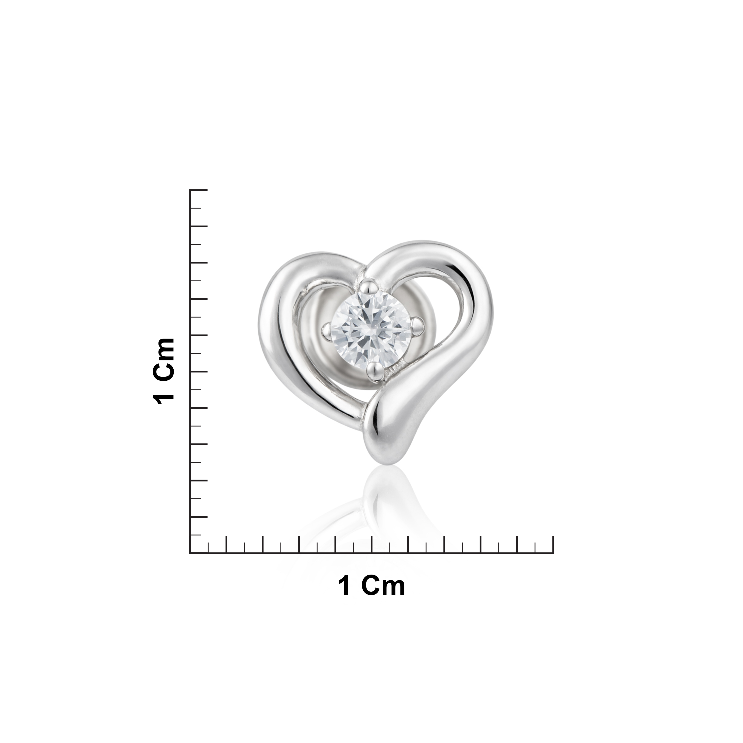 Sterling Silver Open Heart Centre Stone Stud Earrings