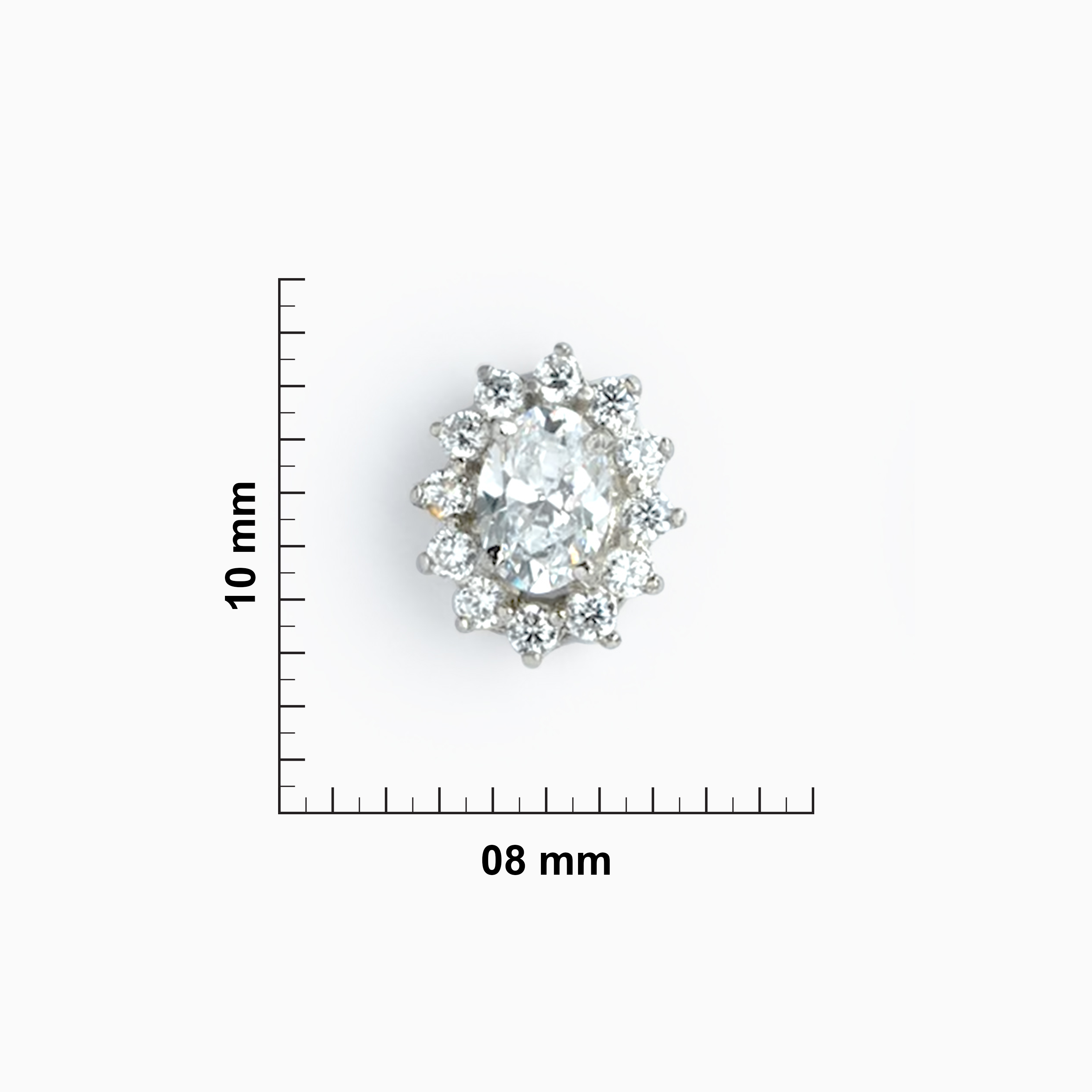 Sterling Silver Oval-Cut Floral Cluster Stud Earrings Ishna 