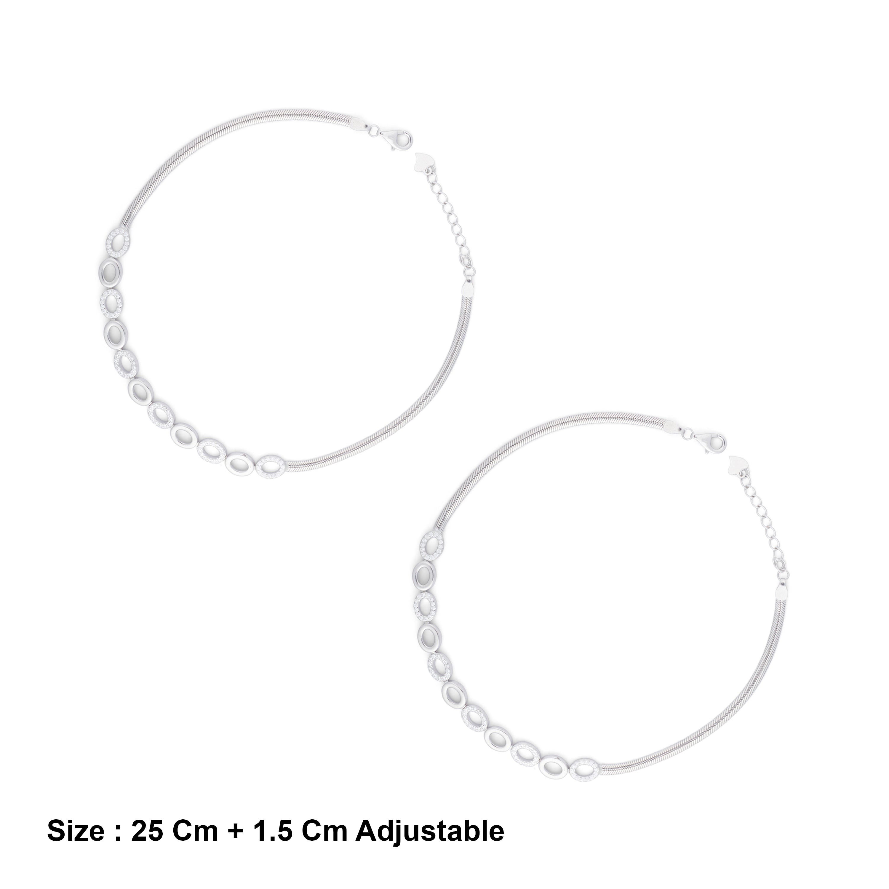 Sterling Silver Oval Link Anklet Ishna 