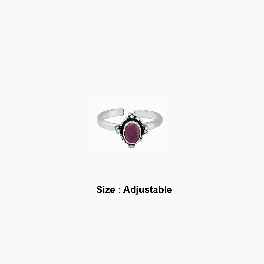Sterling Silver Oval Ruby Toe Ring Ishna