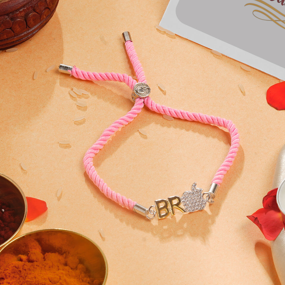 Sterling Silver Pink Thread Rakhi for Brother