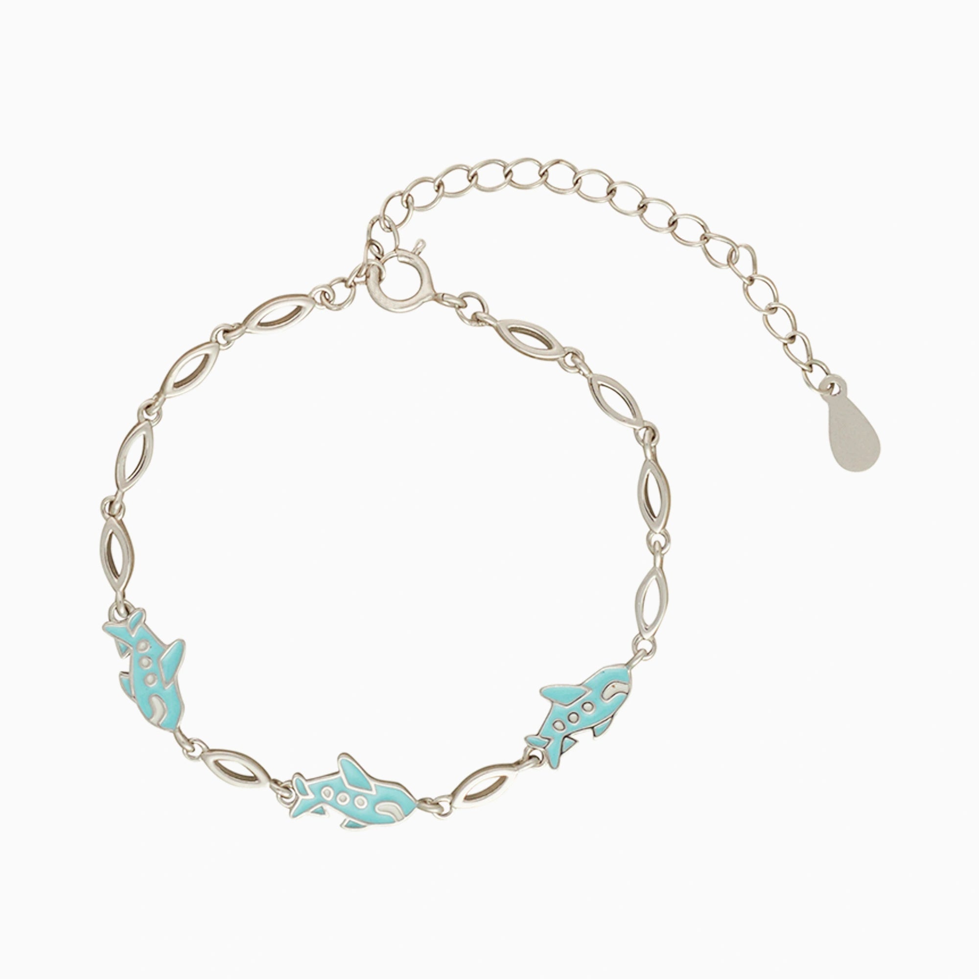 Sterling Silver Plane Charm Bracelet Ishna