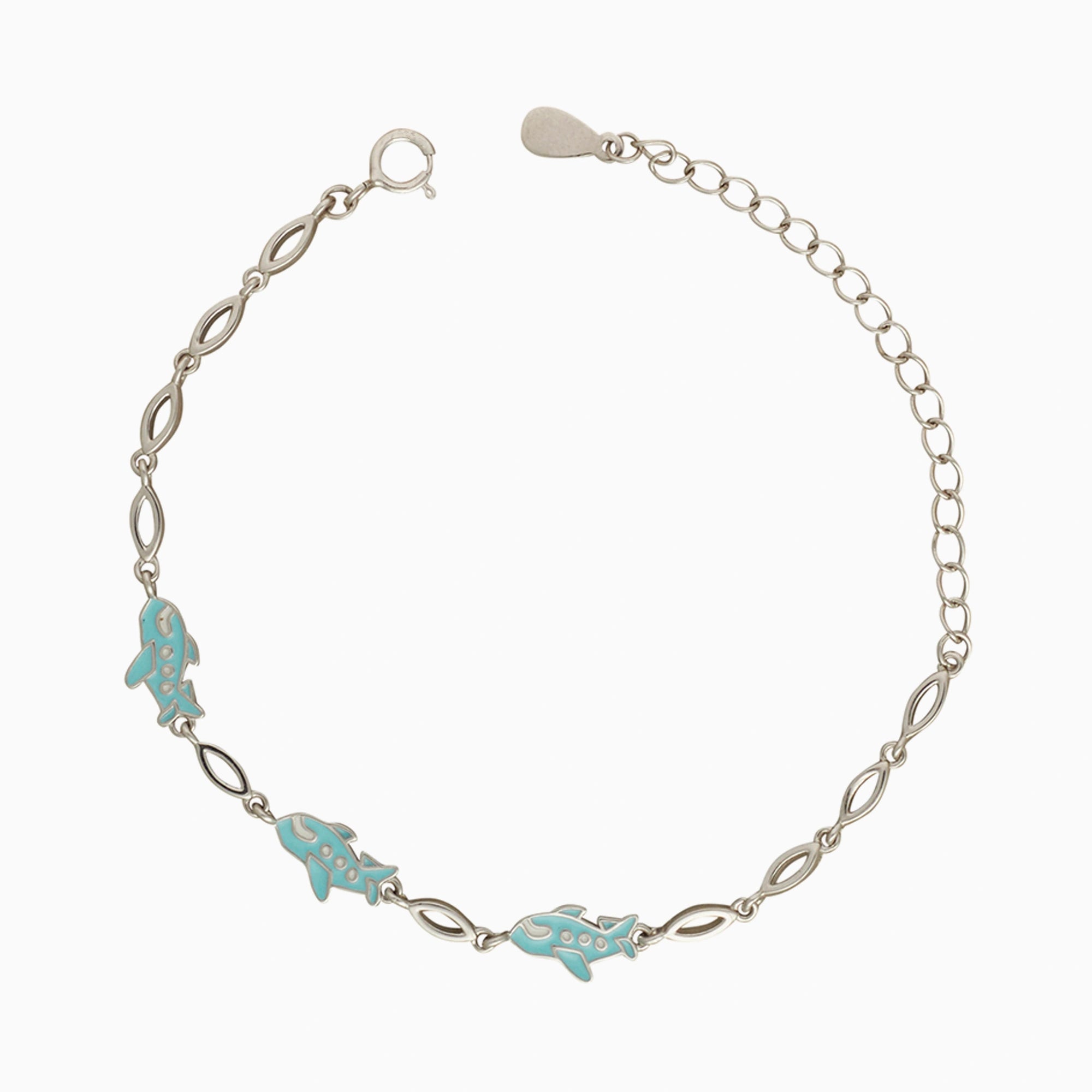 Sterling Silver Plane Motif Charm Bracelet Ishna