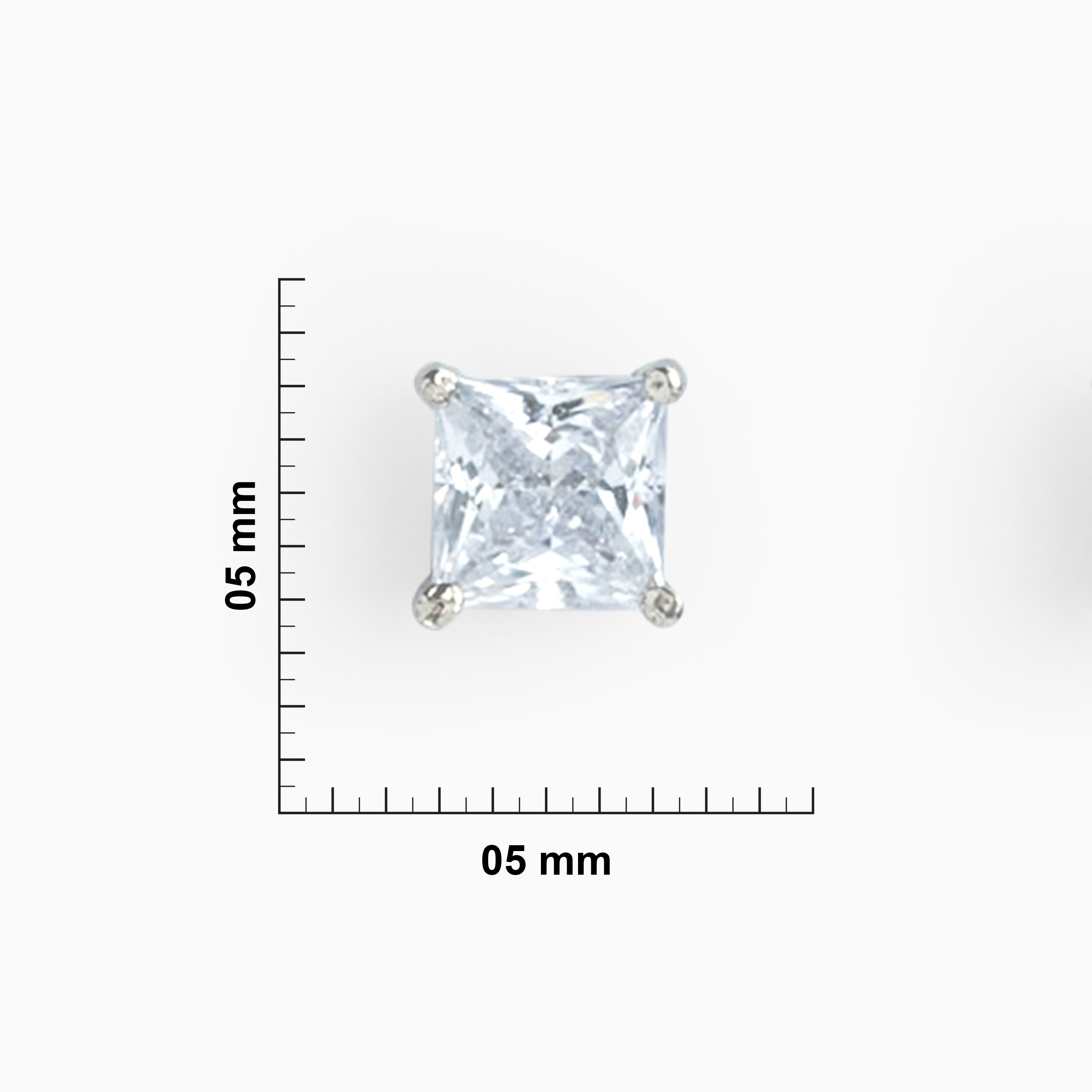 Sterling Silver Princess Cut Solitaire Stud Earrings Ishna