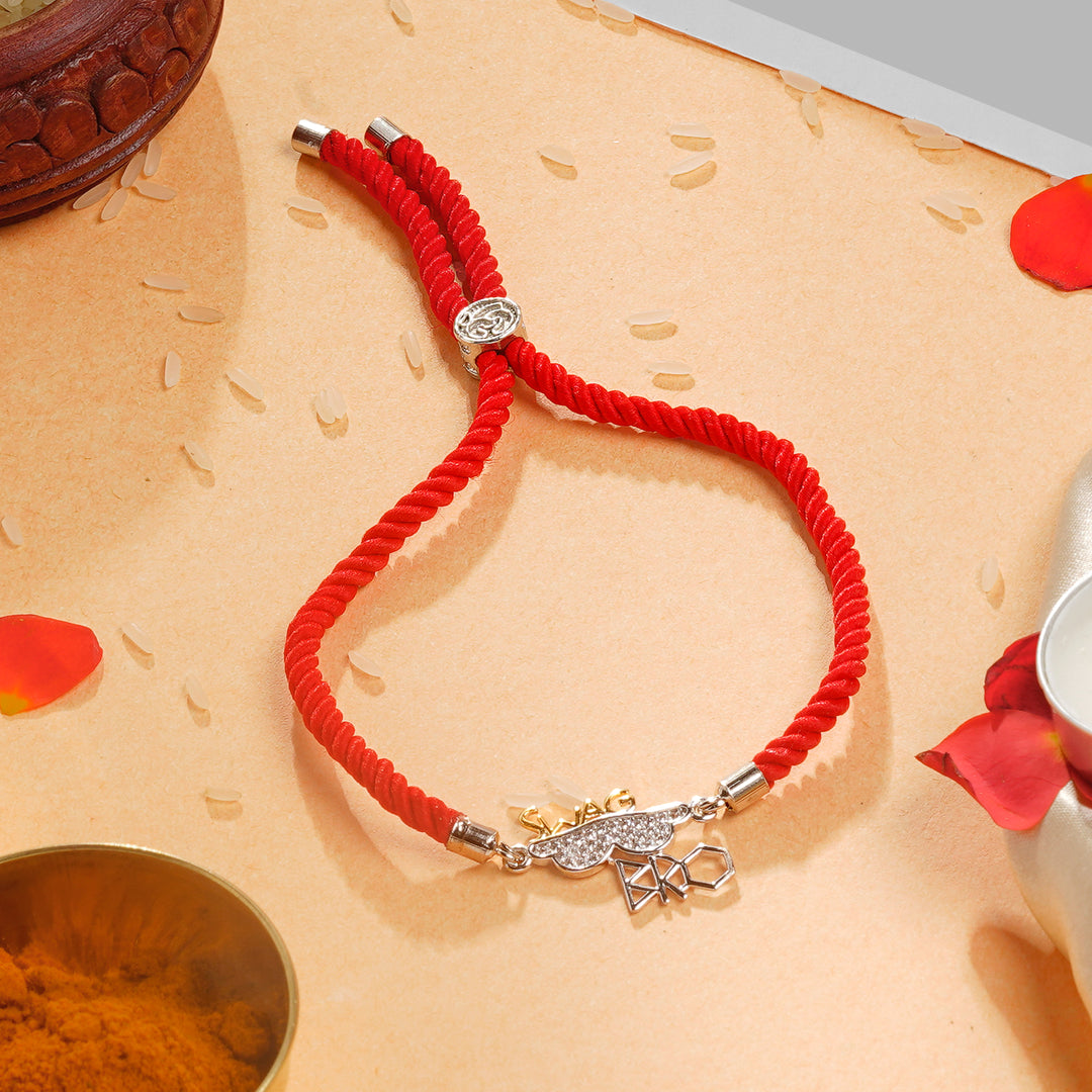 Sterling Silver Rakhi for Brother with Moustache Charm