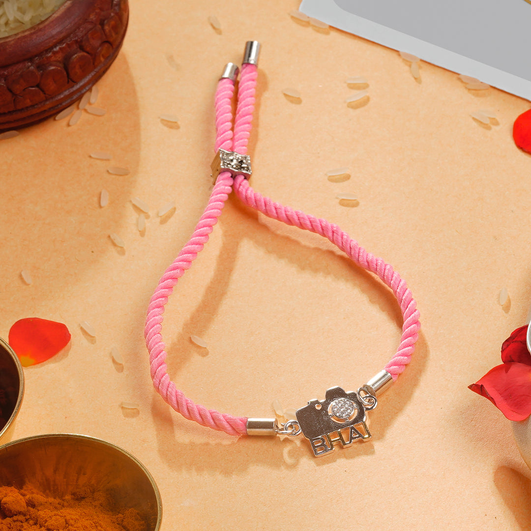 Sterling Silver Rakhi for Brother with Photography Design