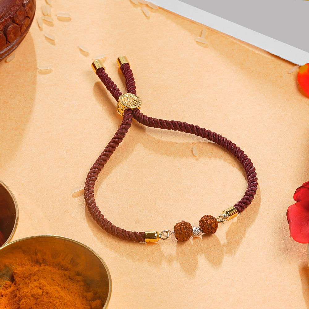 Sterling Silver Rakhi with Sacred Rudraksha Beads