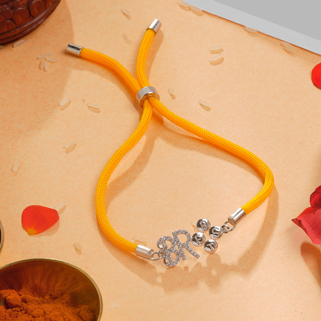 Sterling Silver Raksha Bandhan Rakhi with Orange Cord