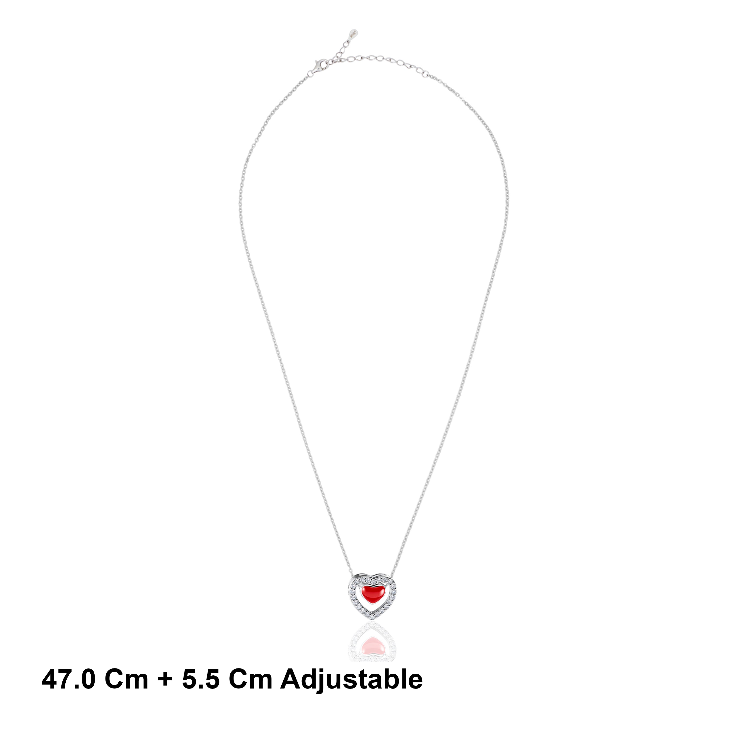 Sterling Silver Red Heart Halo Chain Ishna
