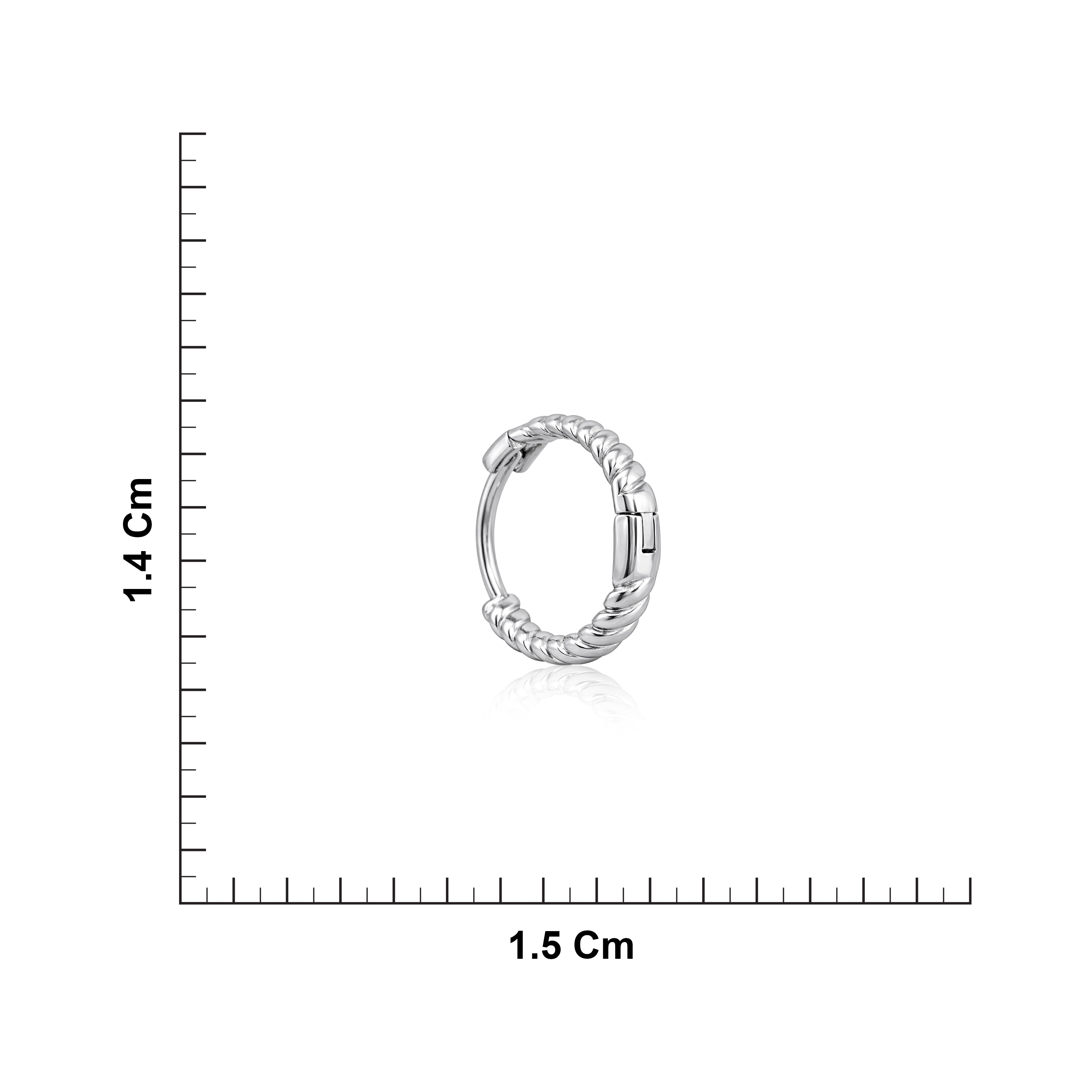 Sterling Silver Ribbed Hoop Side Stud Ishna