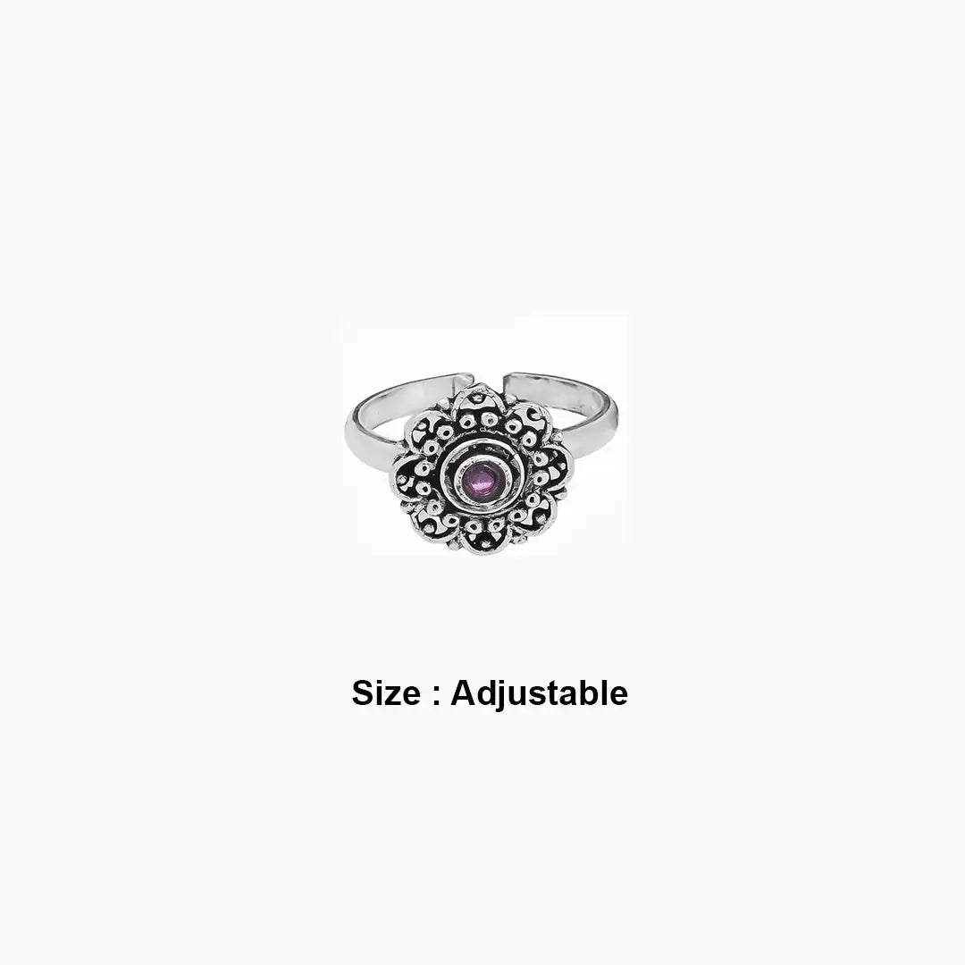 Sterling Silver Ruby Stone Toe Ring Ishna