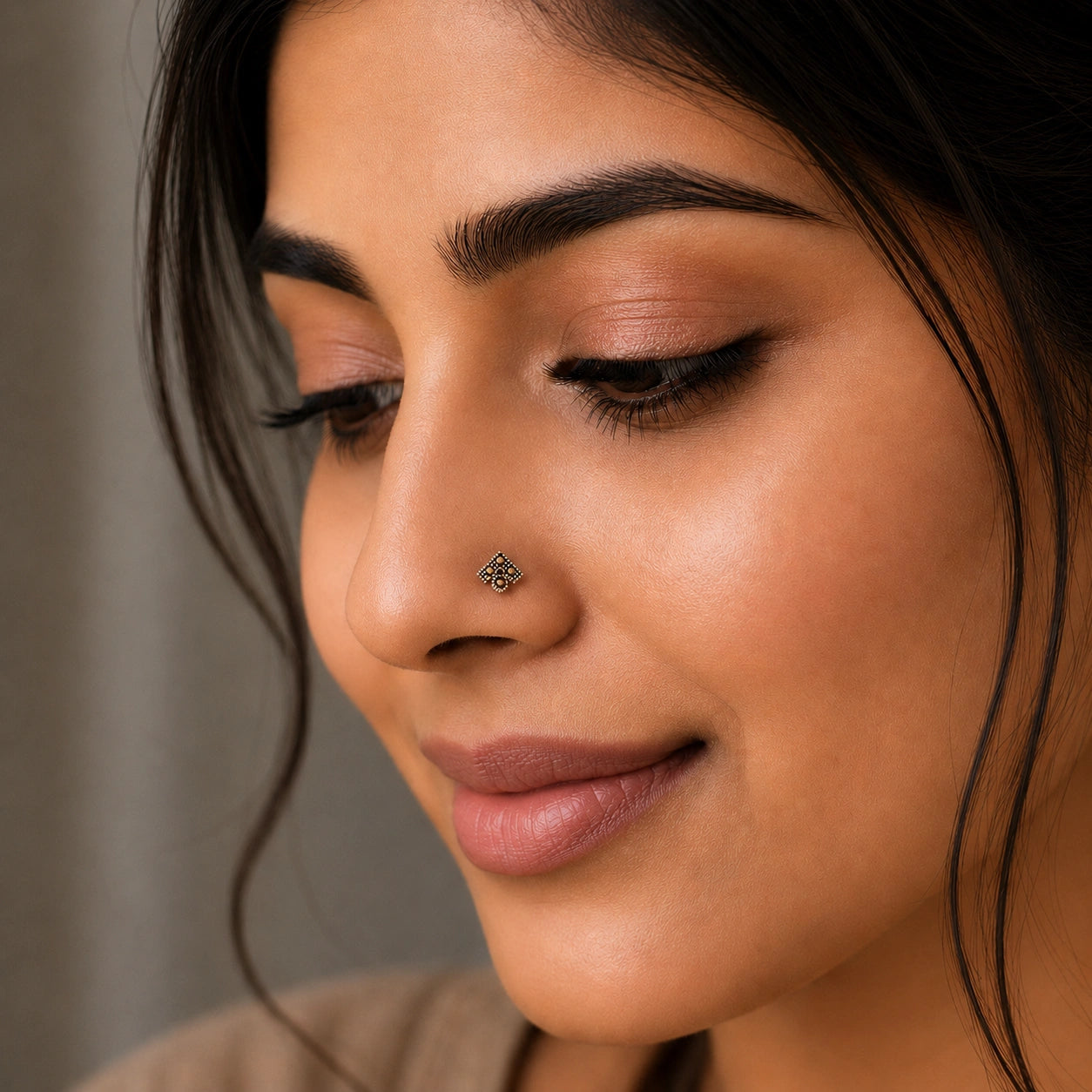 Sterling Silver Square Nose Pin Ishna