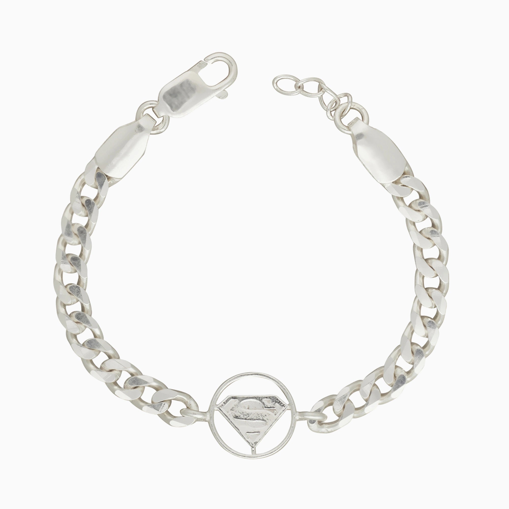 Sterling Silver Superman Motif Bracelet Ishna