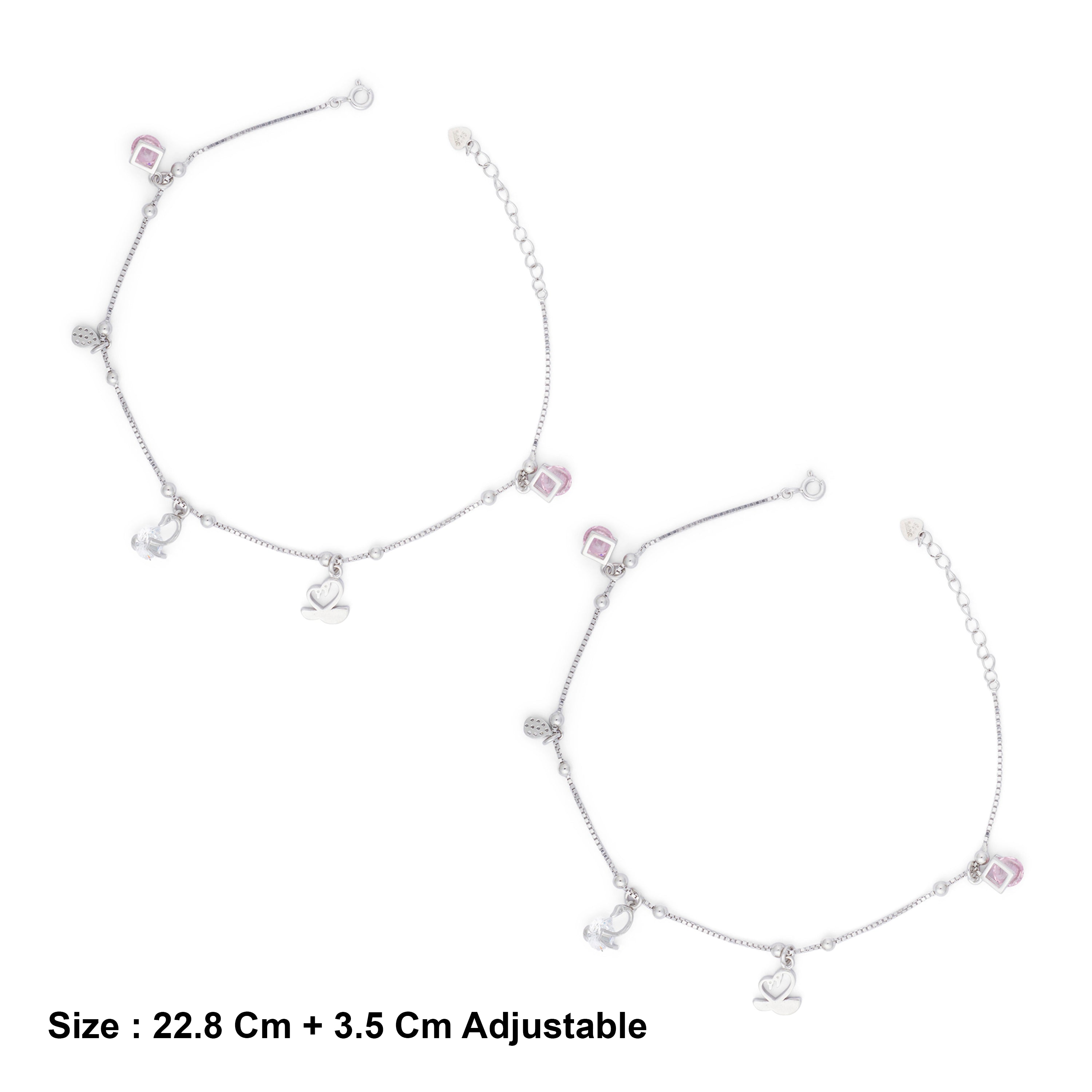 Sterling Silver Swan Motif Anklet Ishna