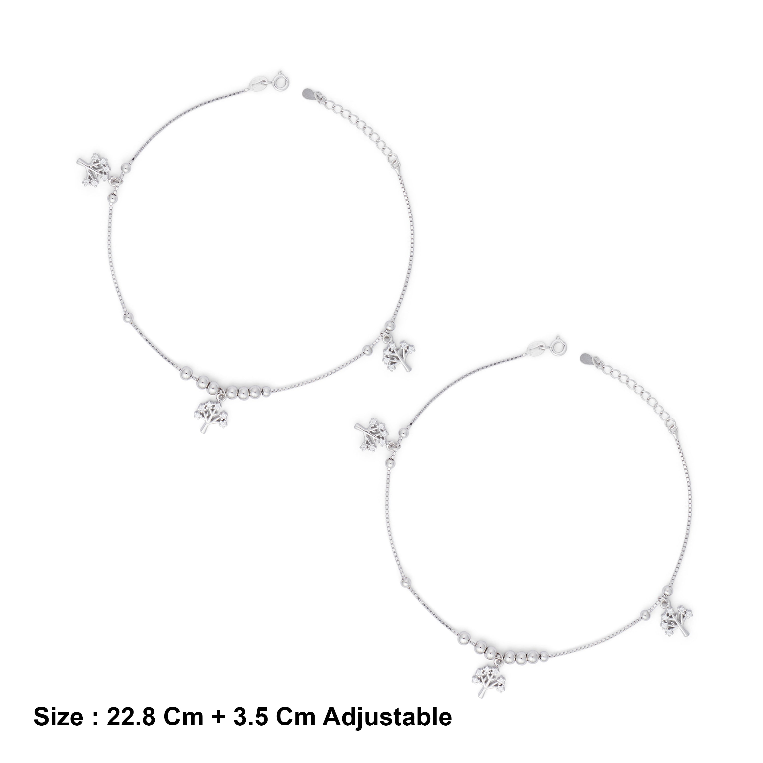 Sterling Silver Tree of Life Motif Charm Anklet Ishna