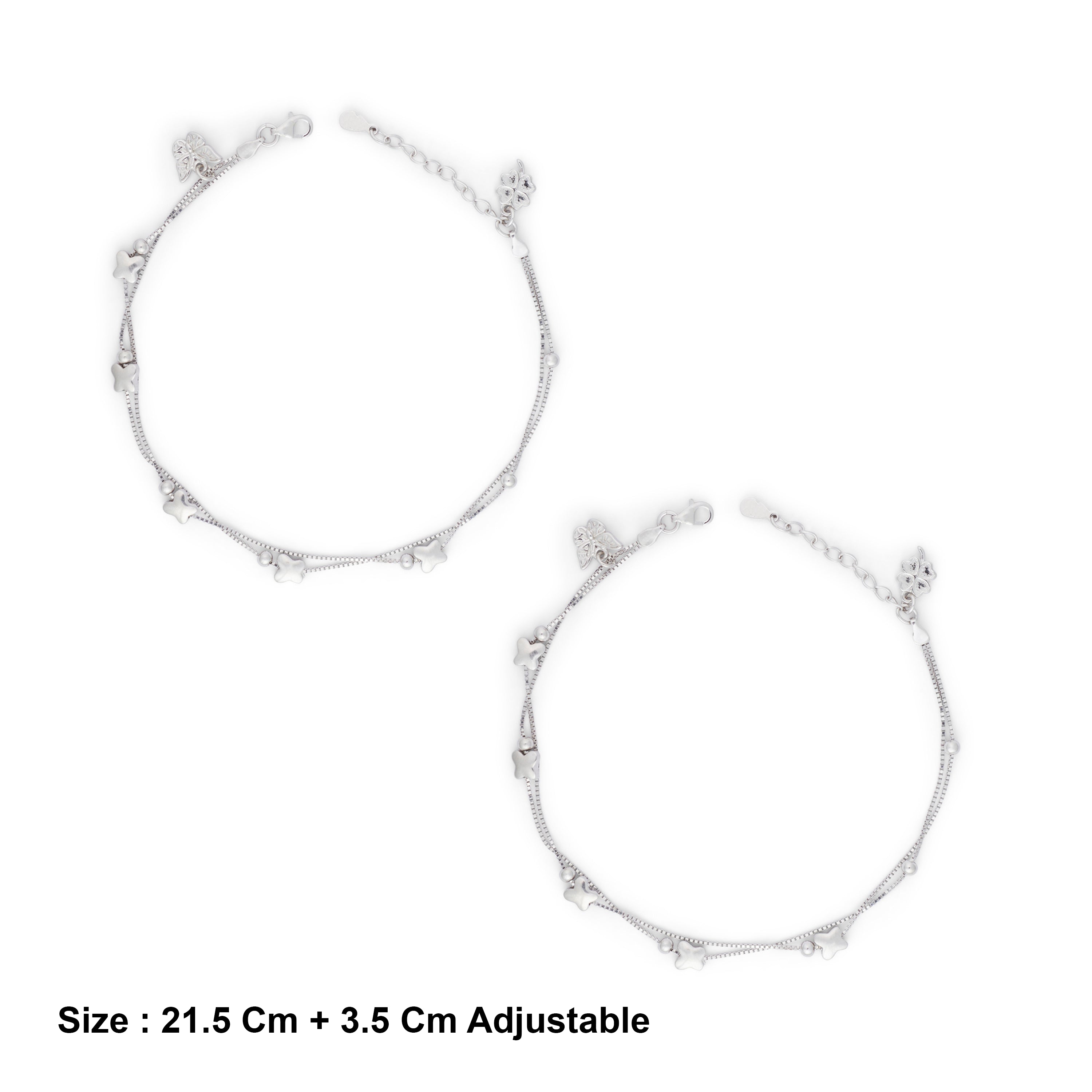 Sterling Silver Twin Layer Butterfly Anklet Ishna