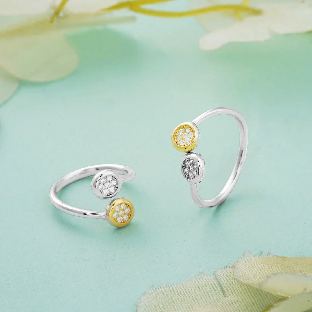 Sterling Silver gold stone toe ring