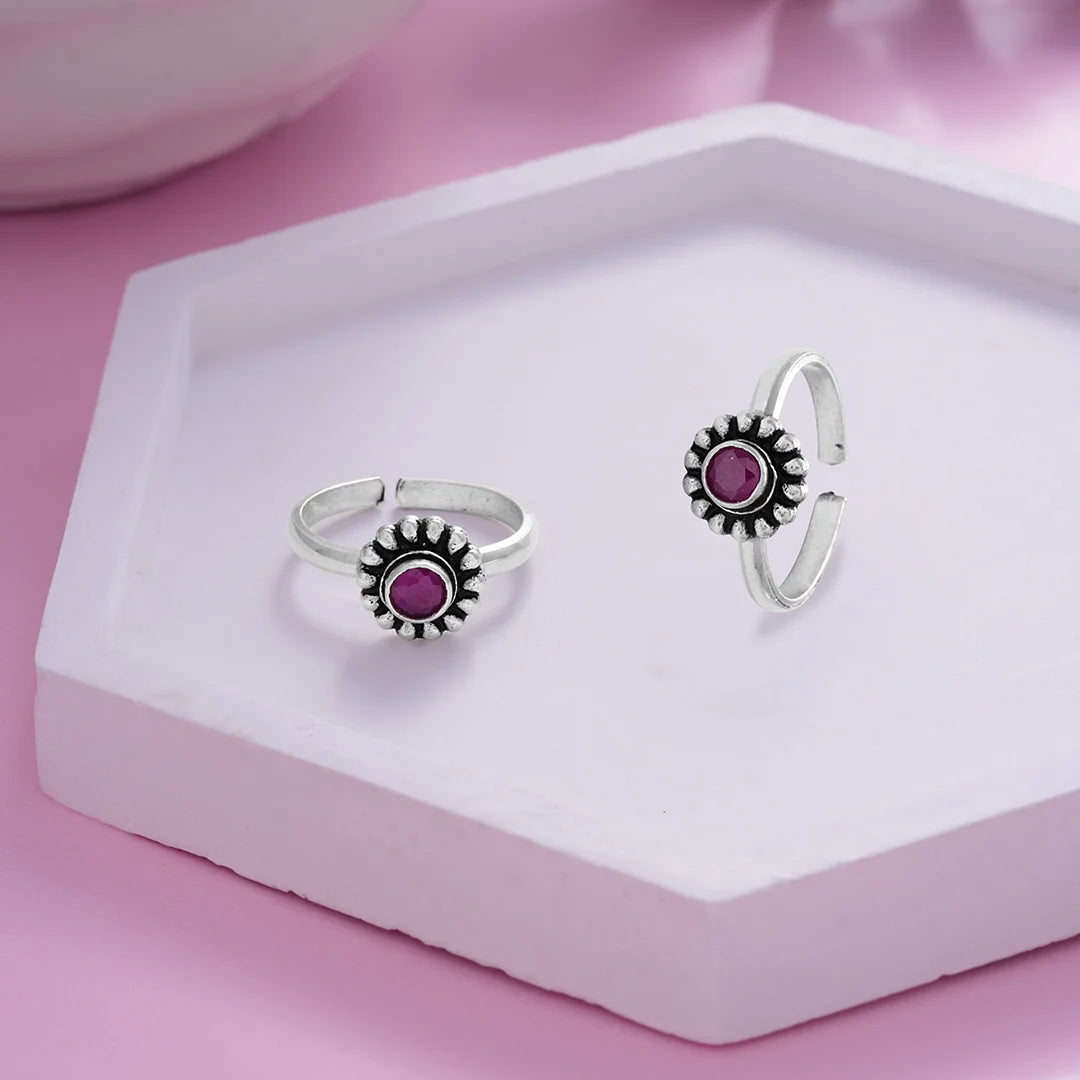 Sterling Silver purple stone toe ring