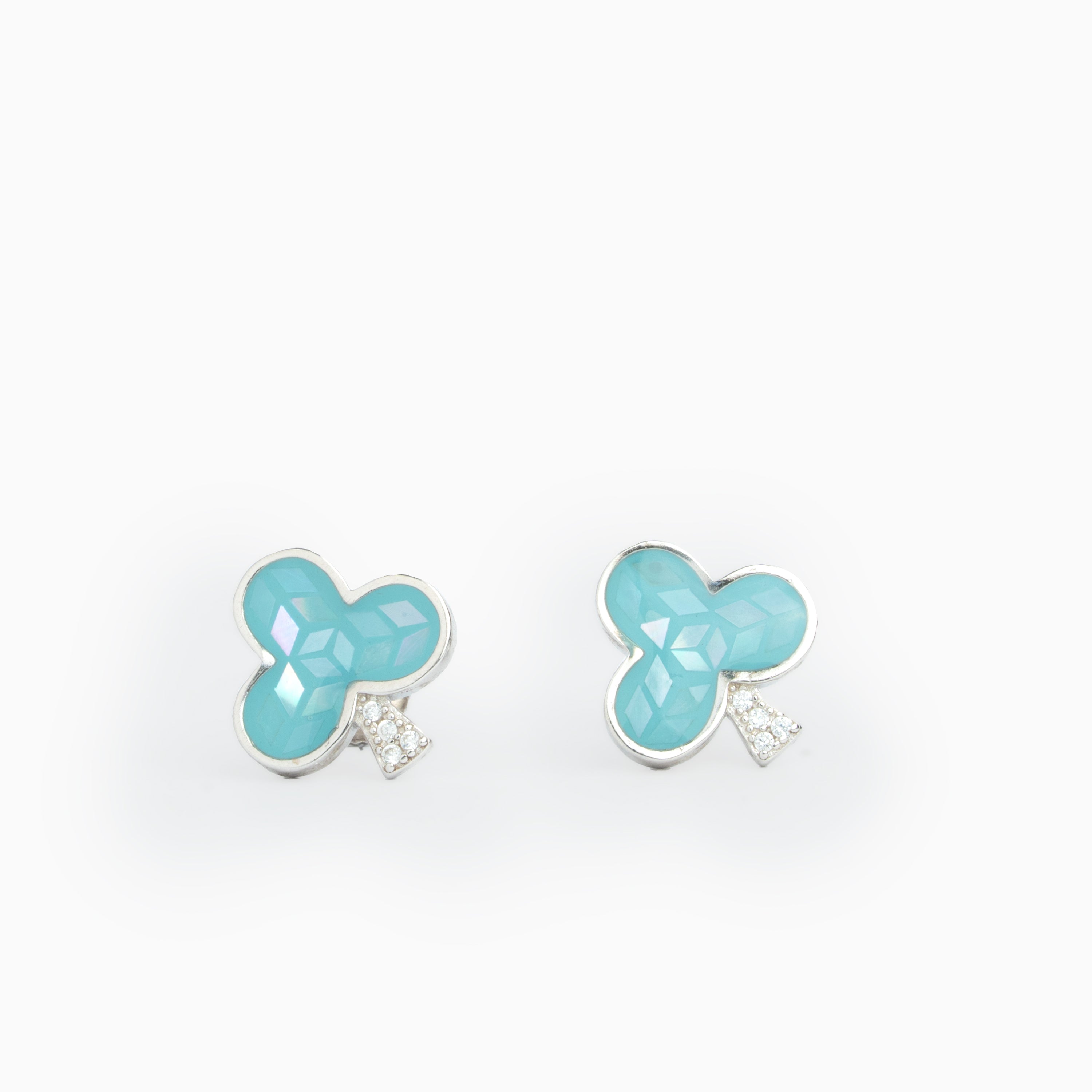 Sterling silver Clover Pendant with Matching Stud Ishna