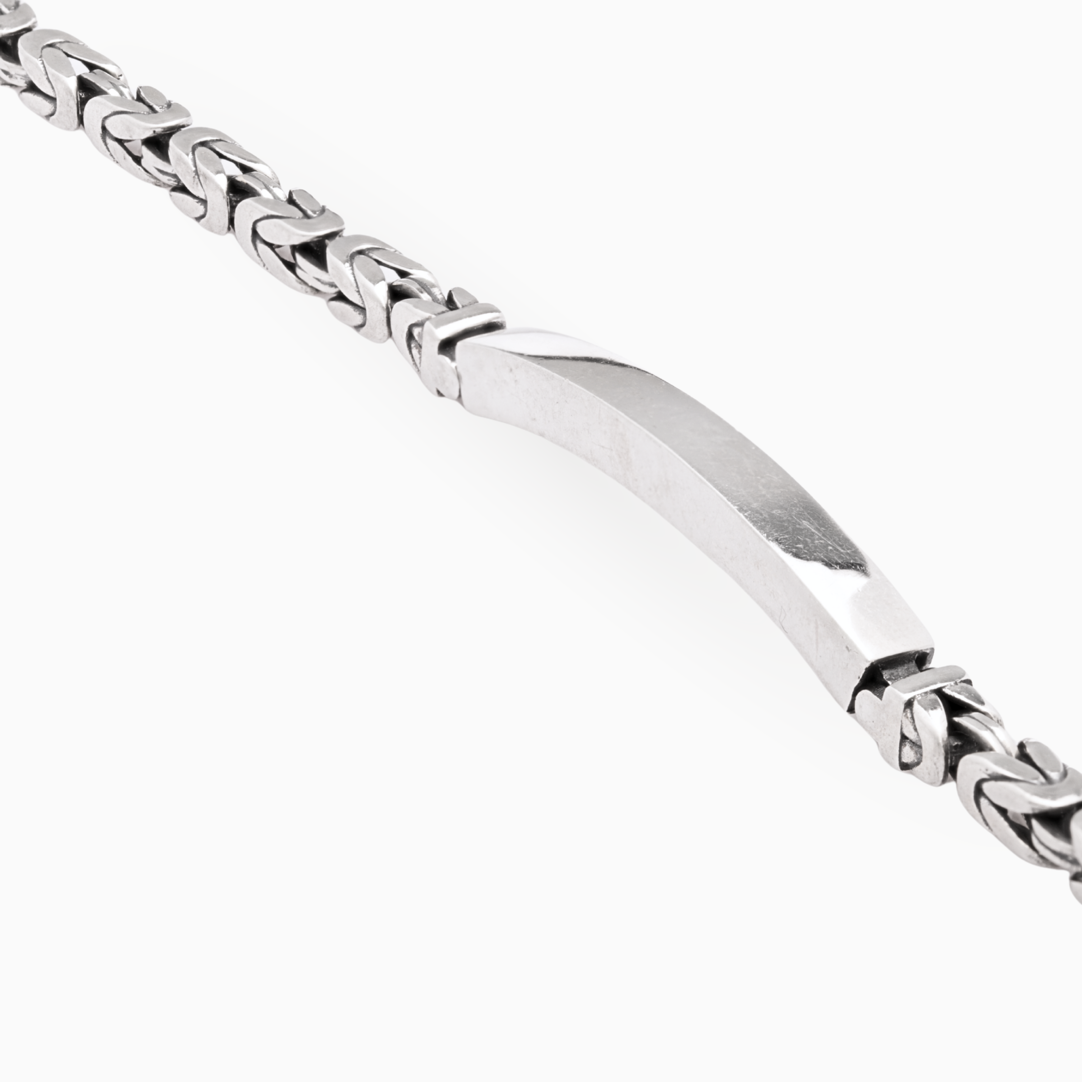 Sterling silver Cuban chain bracelet with bar