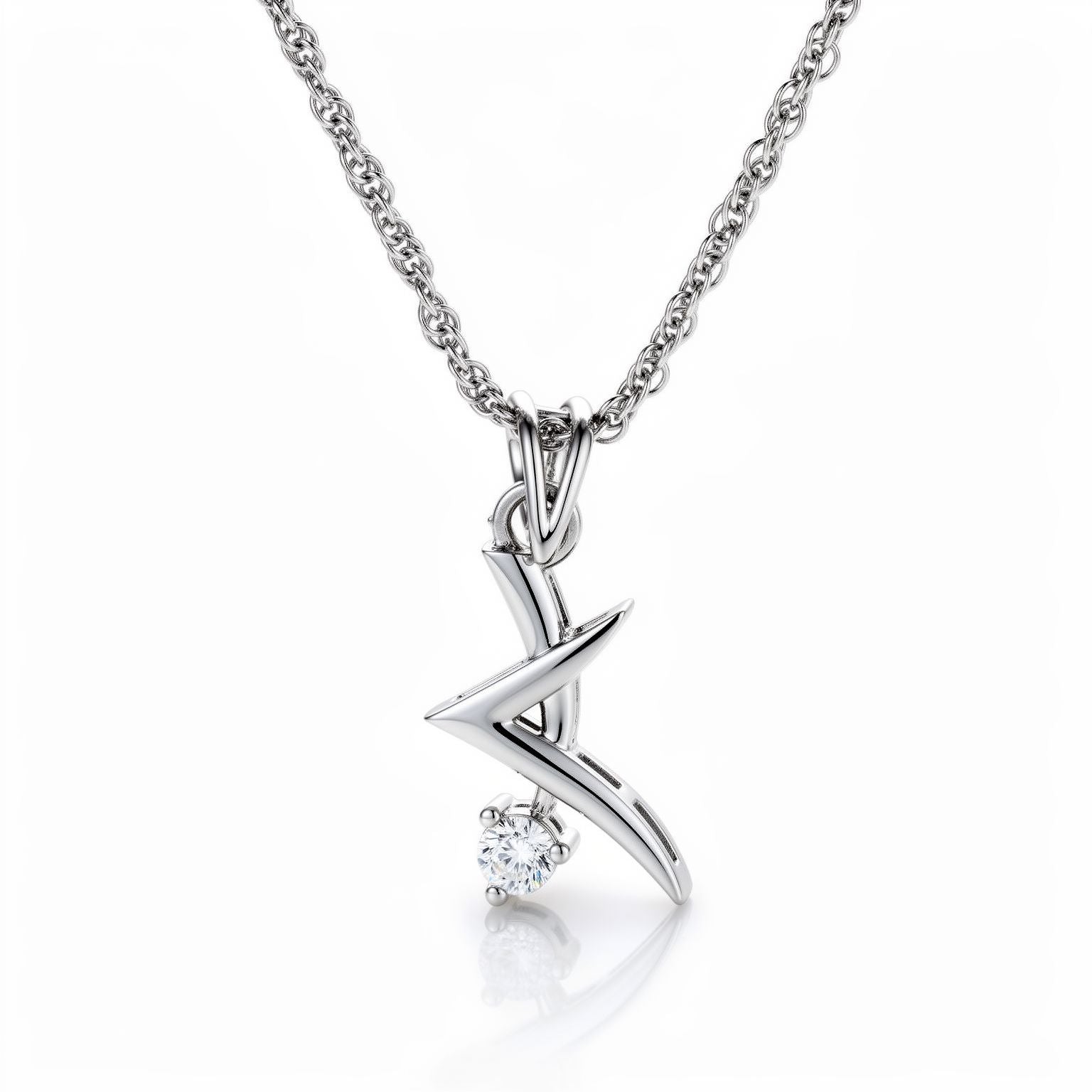 Sterling silver Lightning stone Pendant Chain Ishna