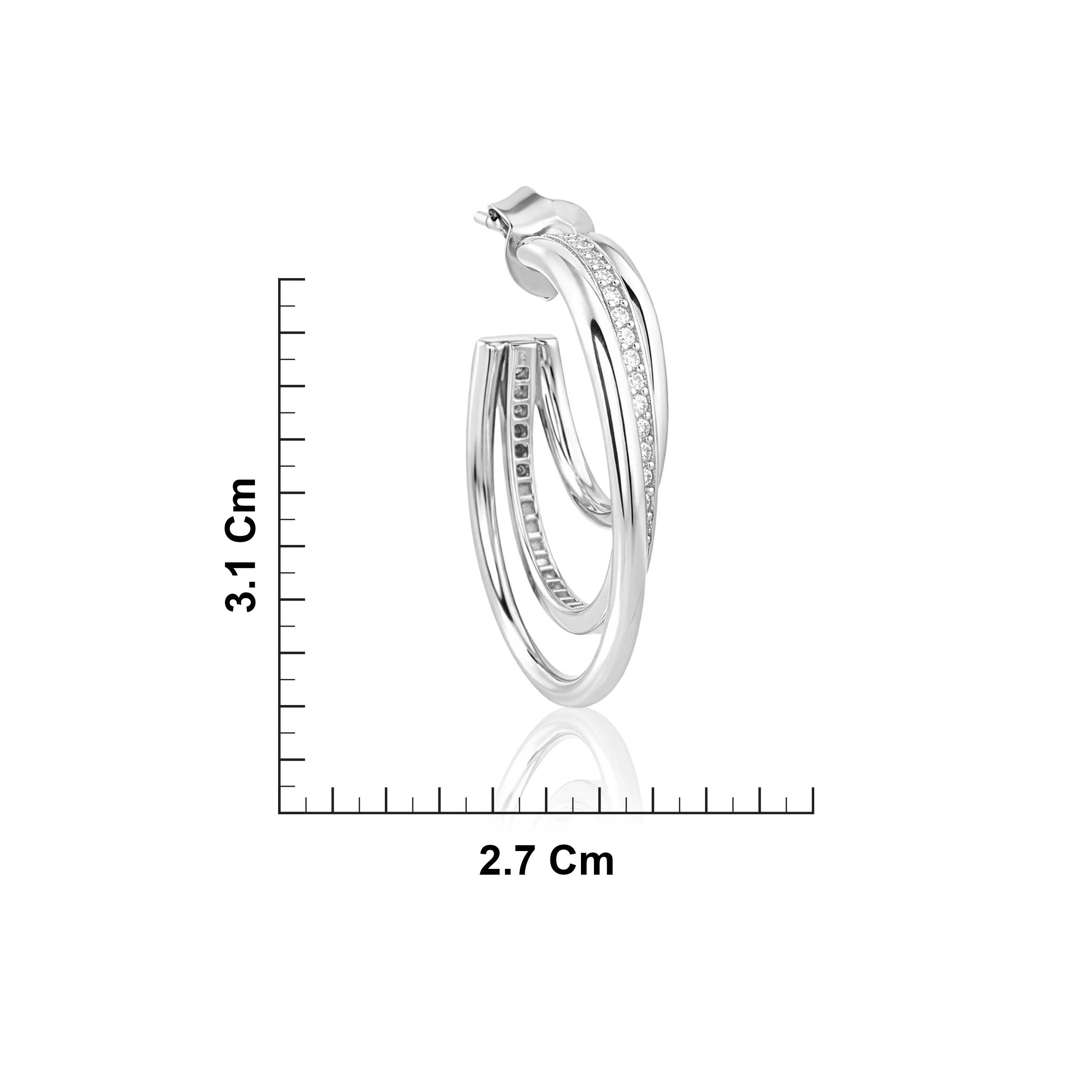 Sterling silver Triple Hoop Stud Ishna
