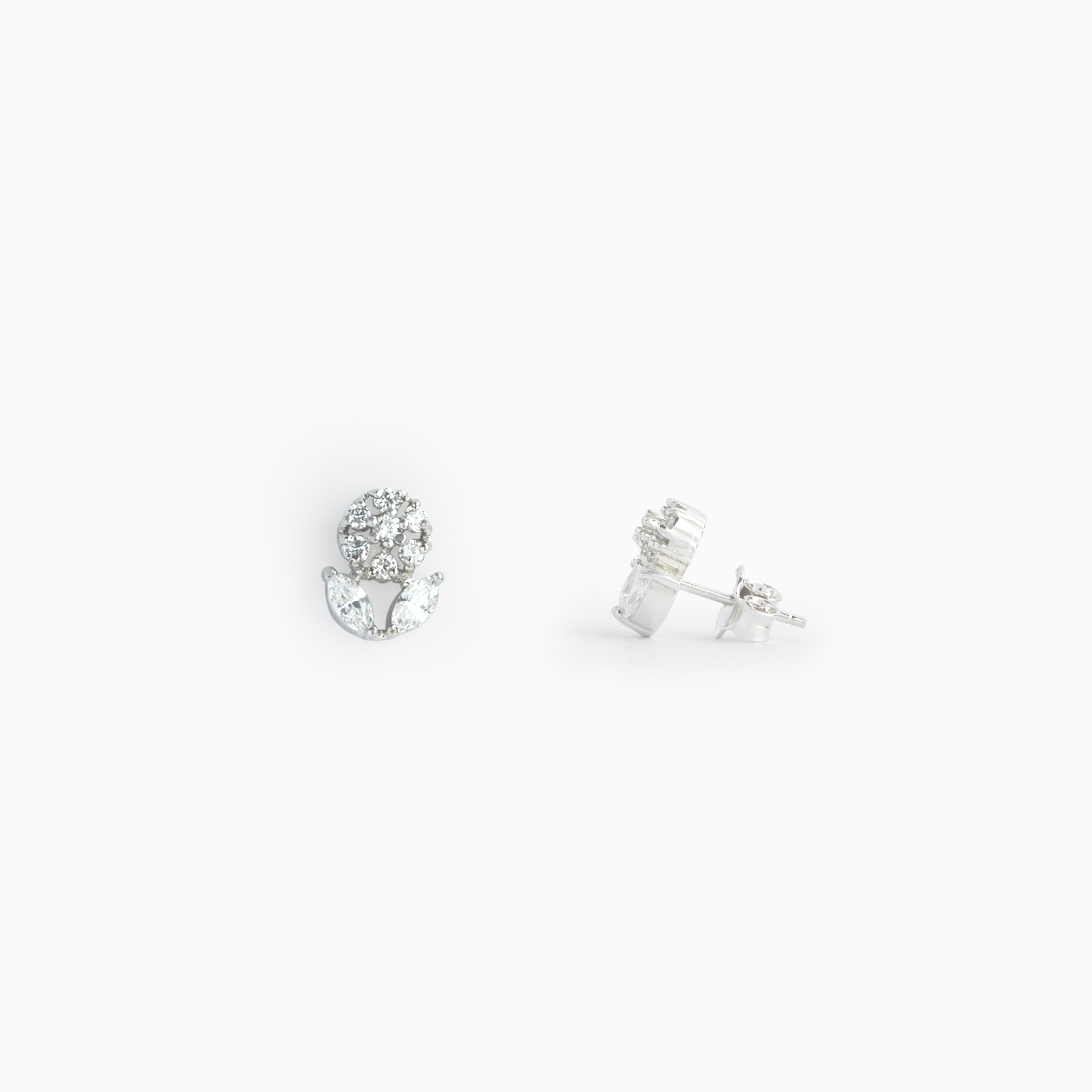 Sterling silver elegant AD Stone Cluster Earrings Ishna