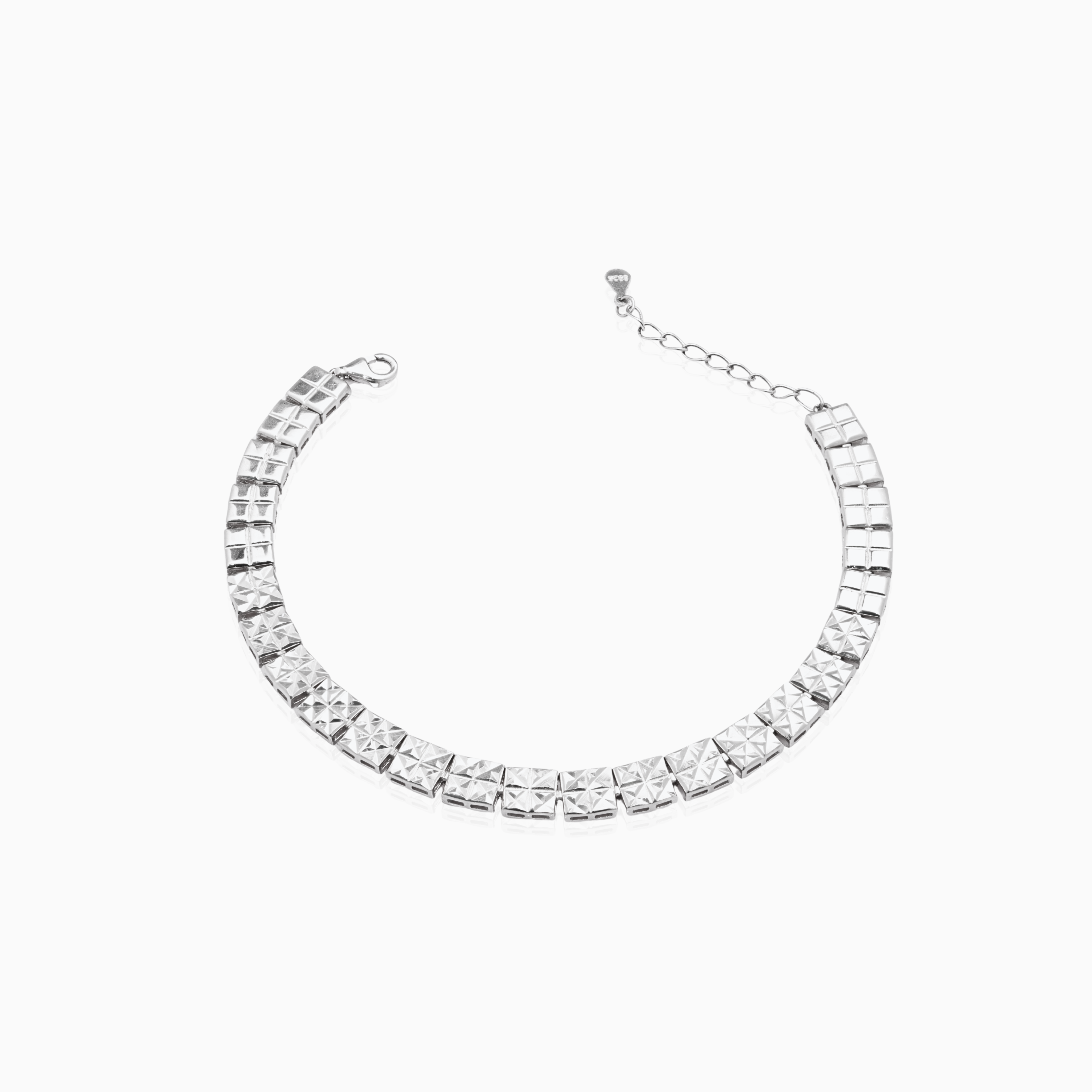 Sterling silver geometric block link bracelet