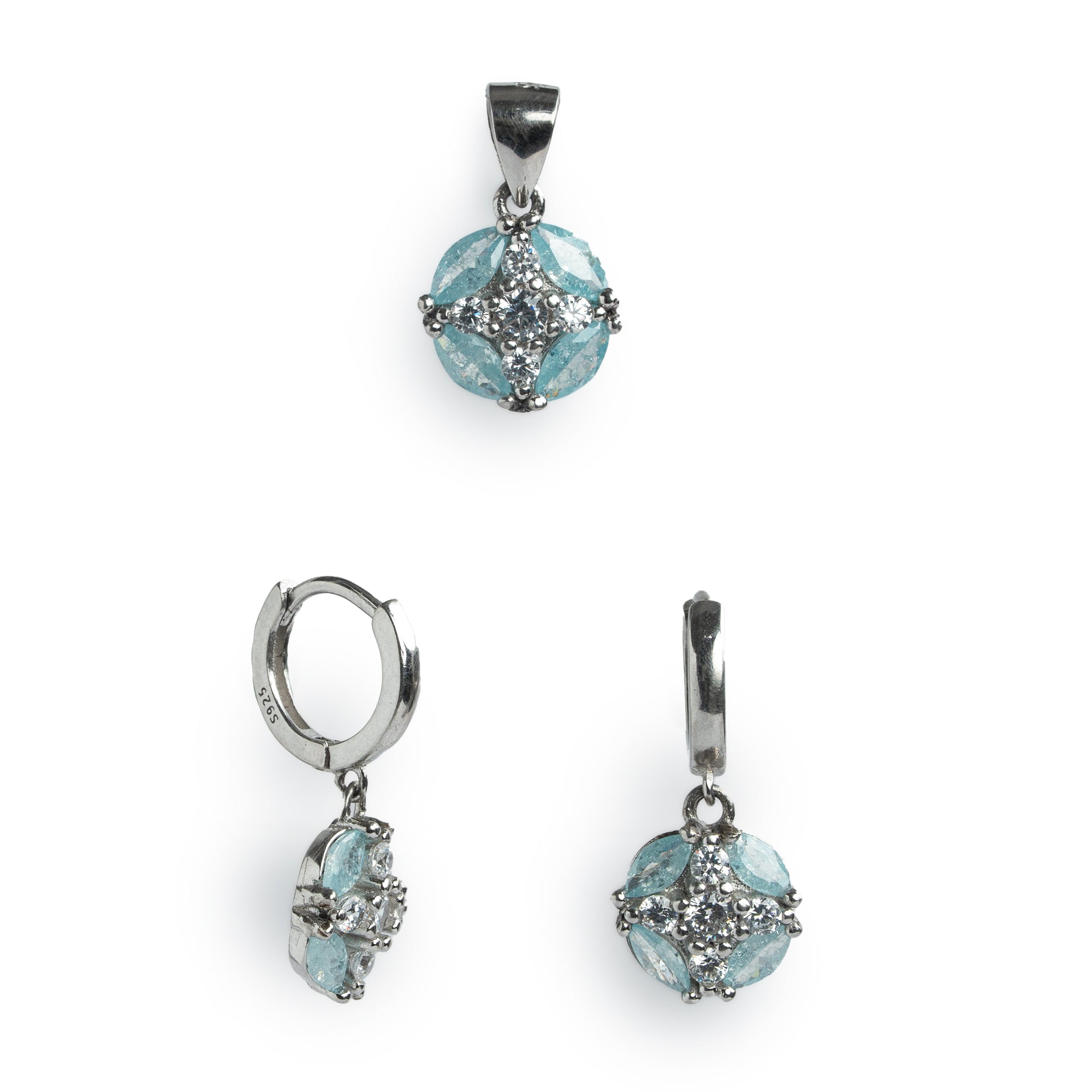 Sterling silver matching pendant & earning