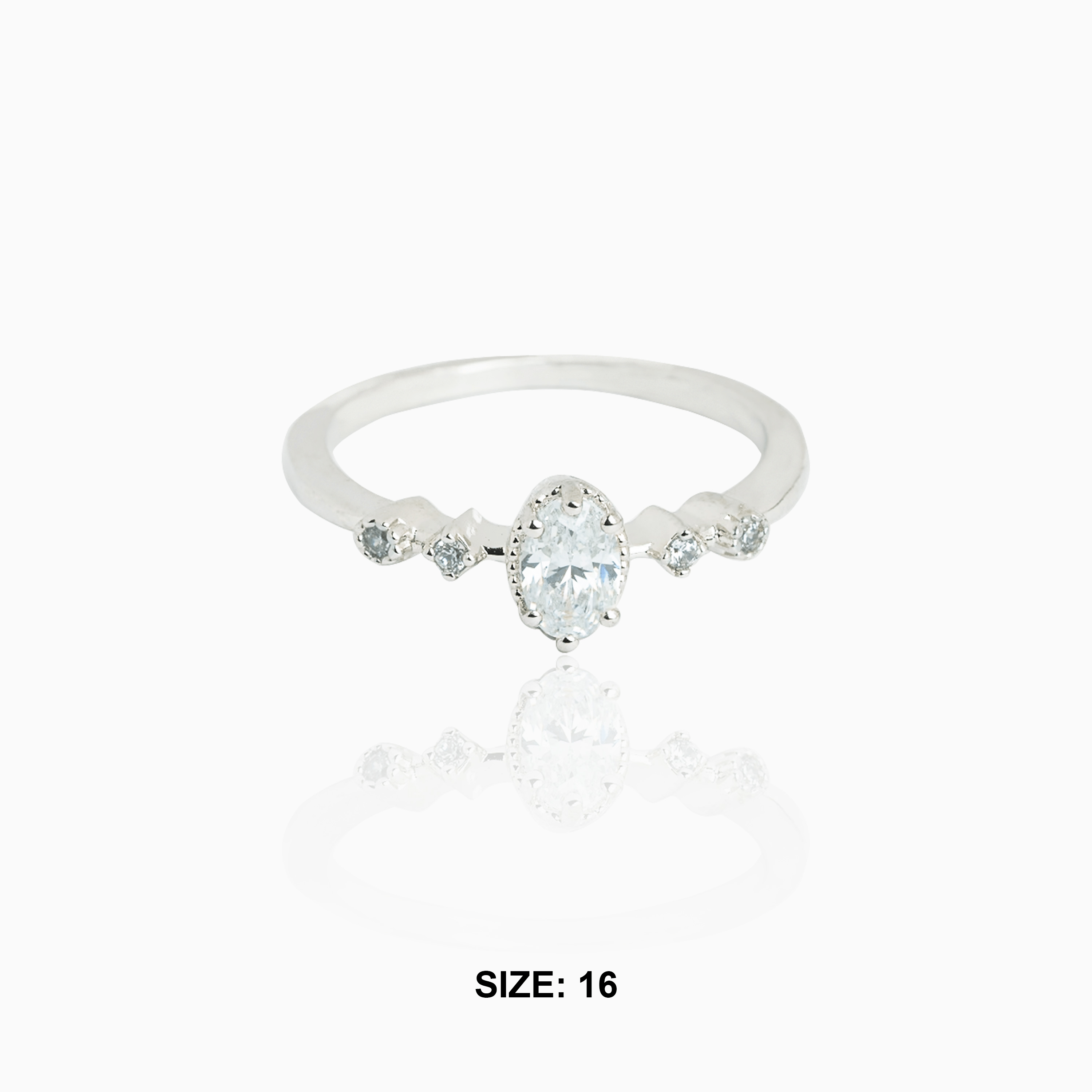 Sterling silver ring with oval-cut centre stone