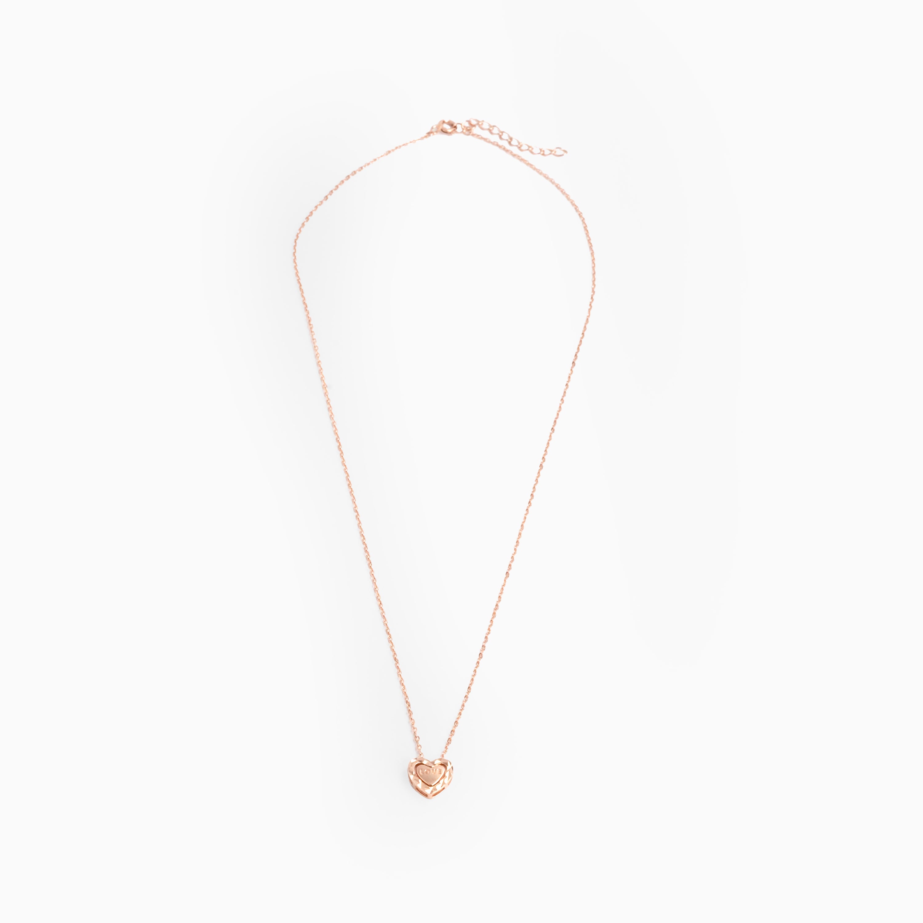 Sterling silver rose gold plated heart motif pendant chain Ishna