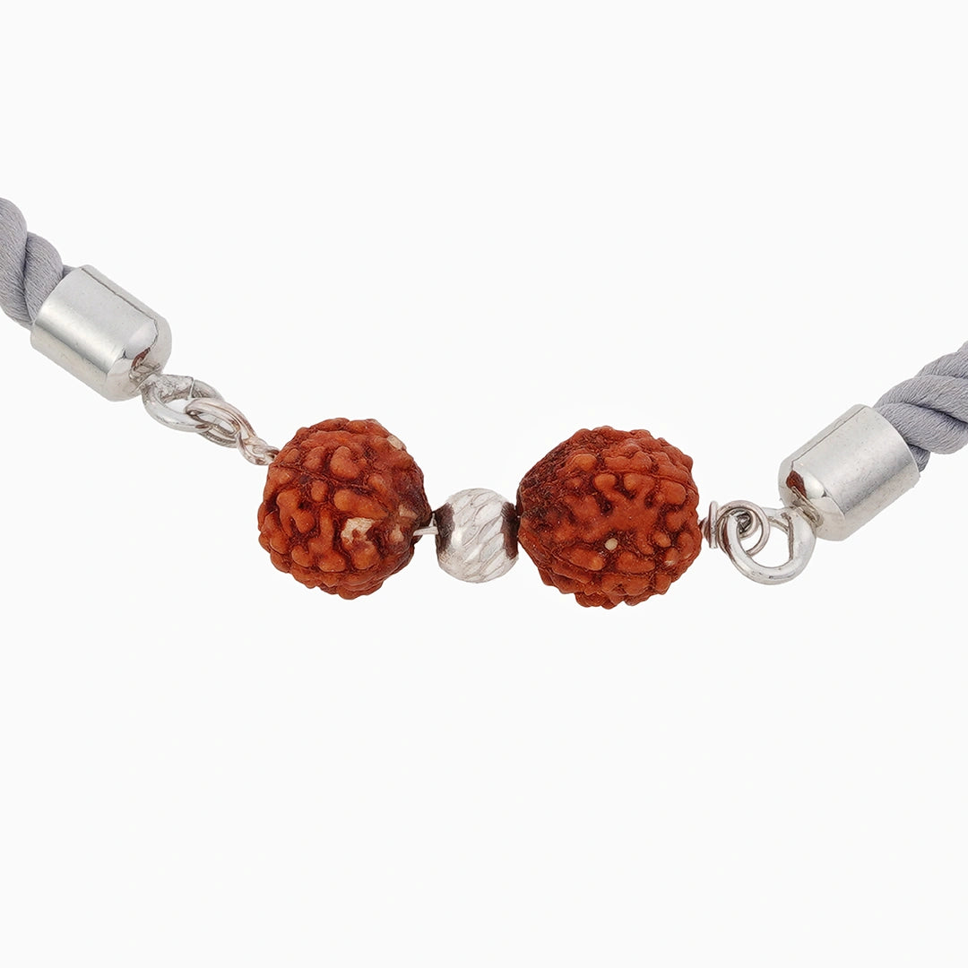 Sterling silver rudraksha rakhi for brother ishna