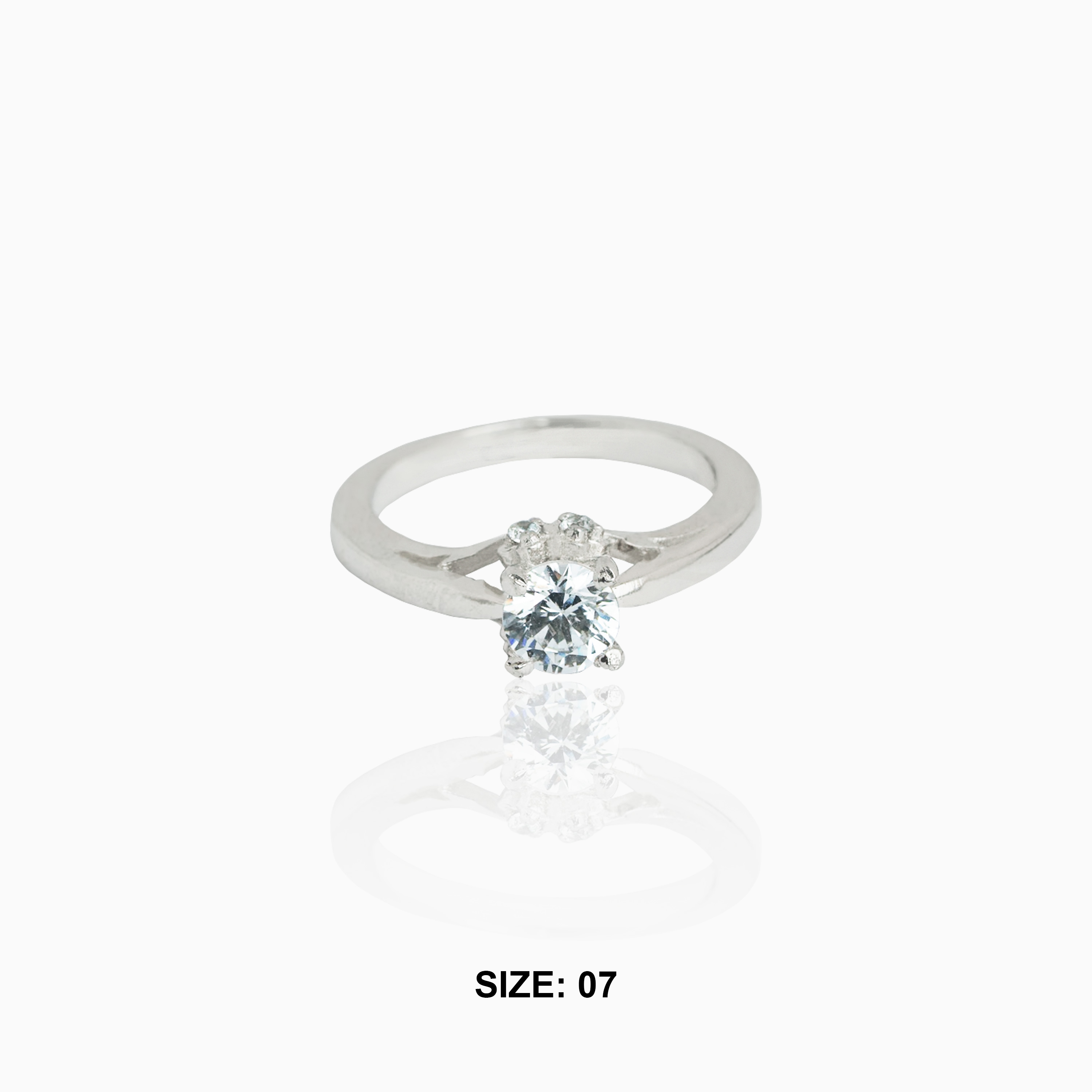 Sterling silver solitaire ring with round stone