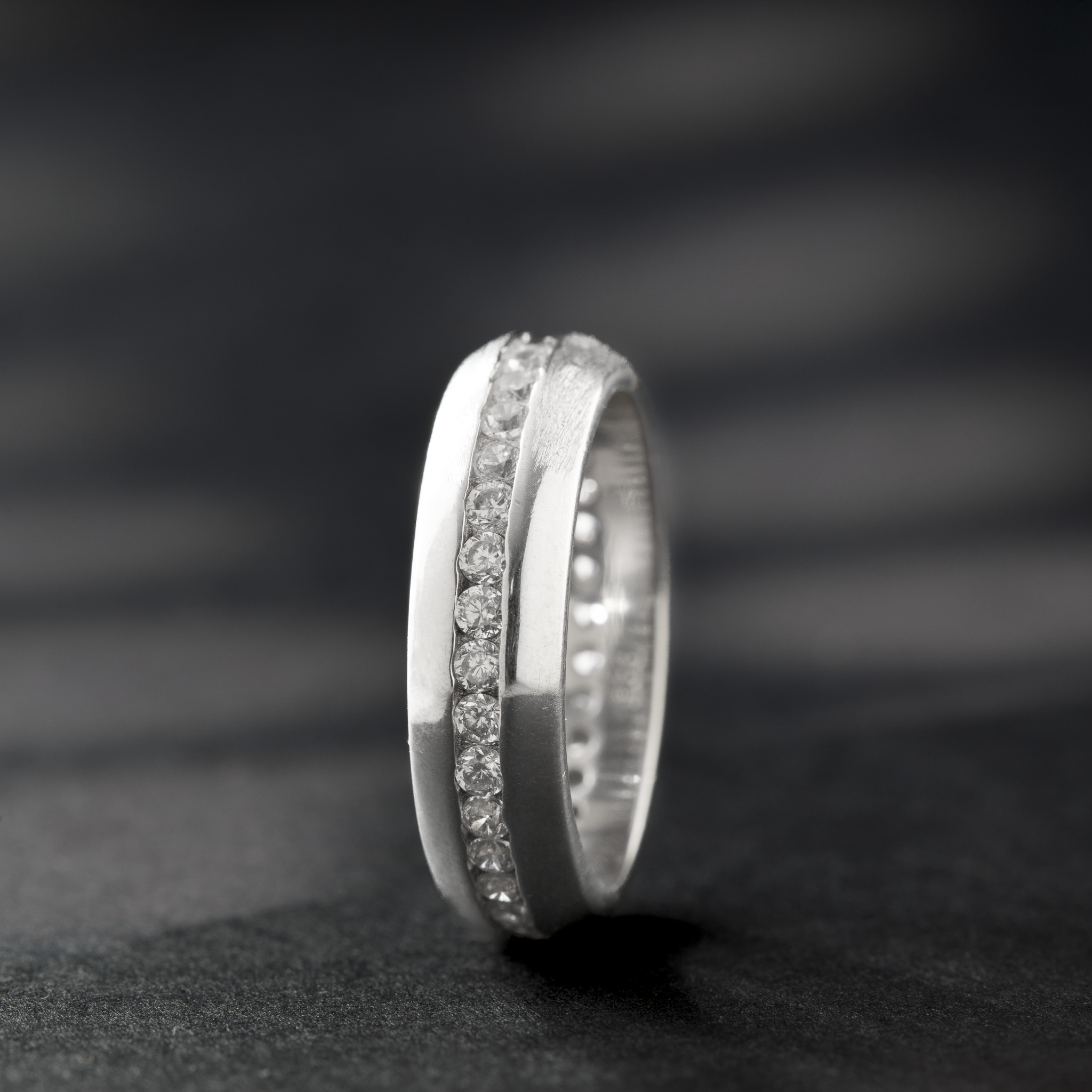 Sterling silver stone channel ring