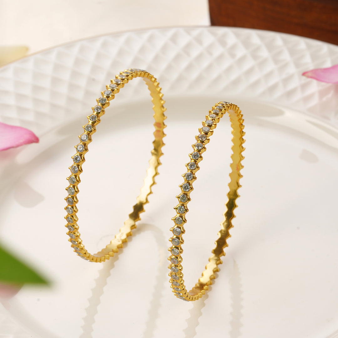 Swarovski stone gold plated bangles– size 2.4