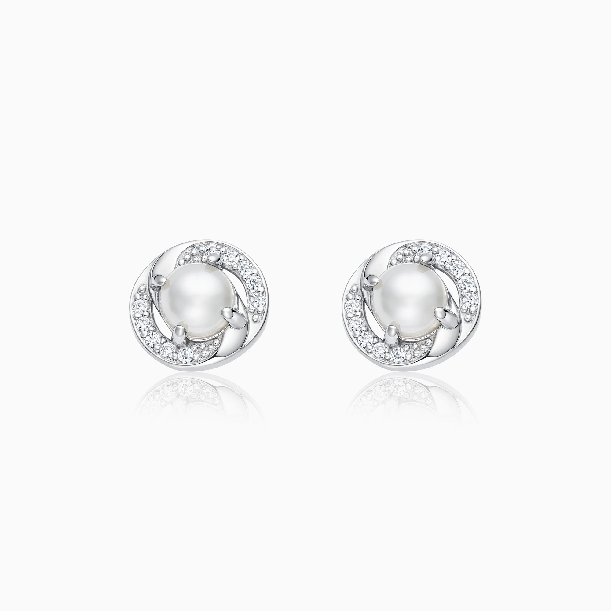 Swirl Pearl Stud Earrings 