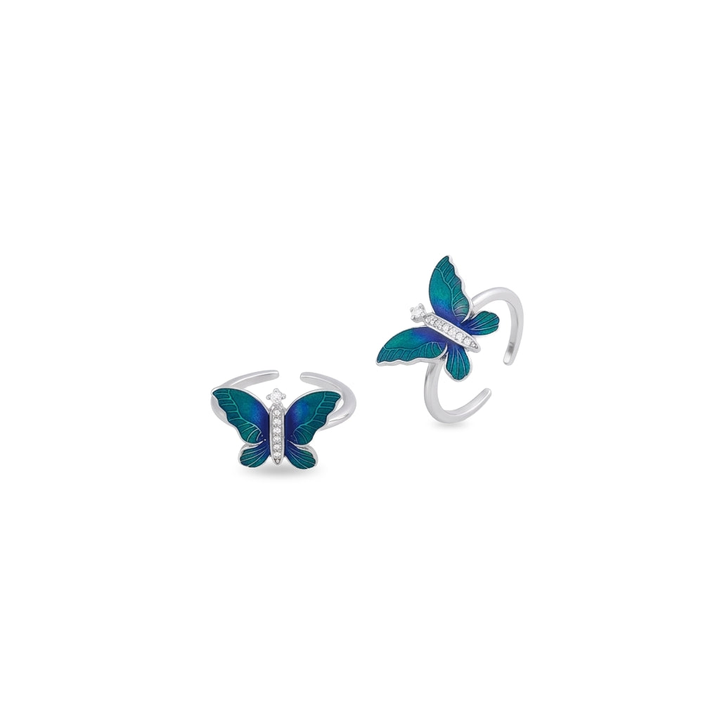 Teal blue butterfly metti for women