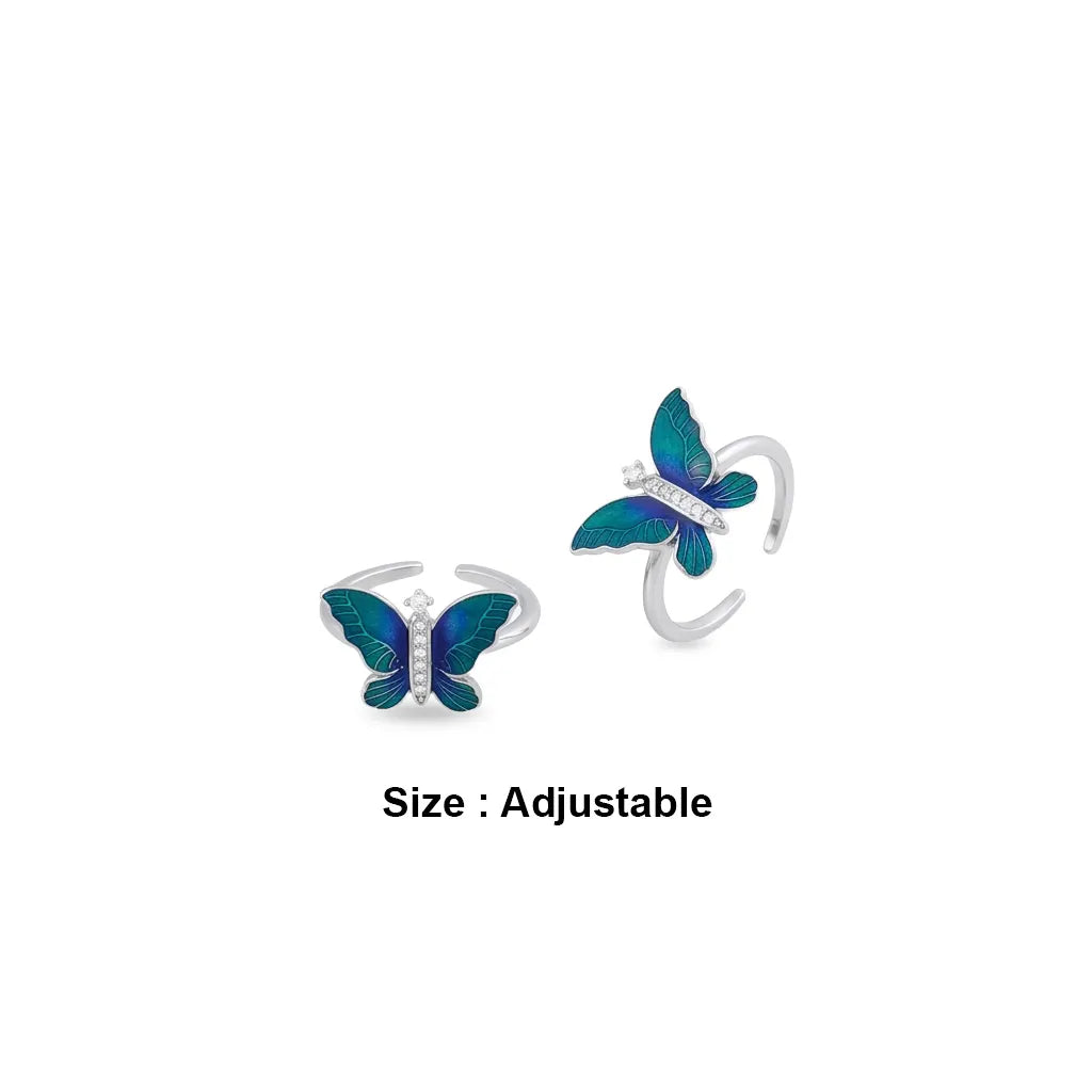 Teal butterfly 925 silver metti design