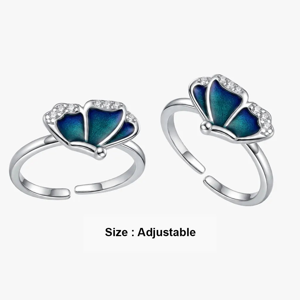 Teal floral enamel metti for women in sterling silver 