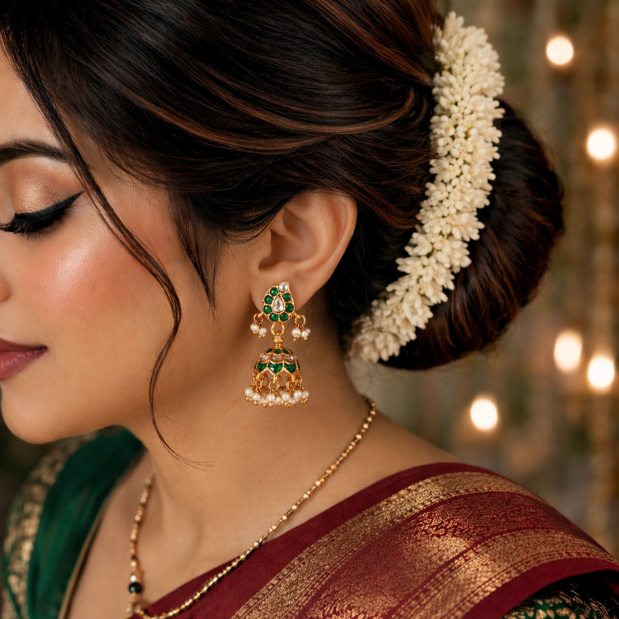 Teardrop Kundan Jhumka Earrings Ishna