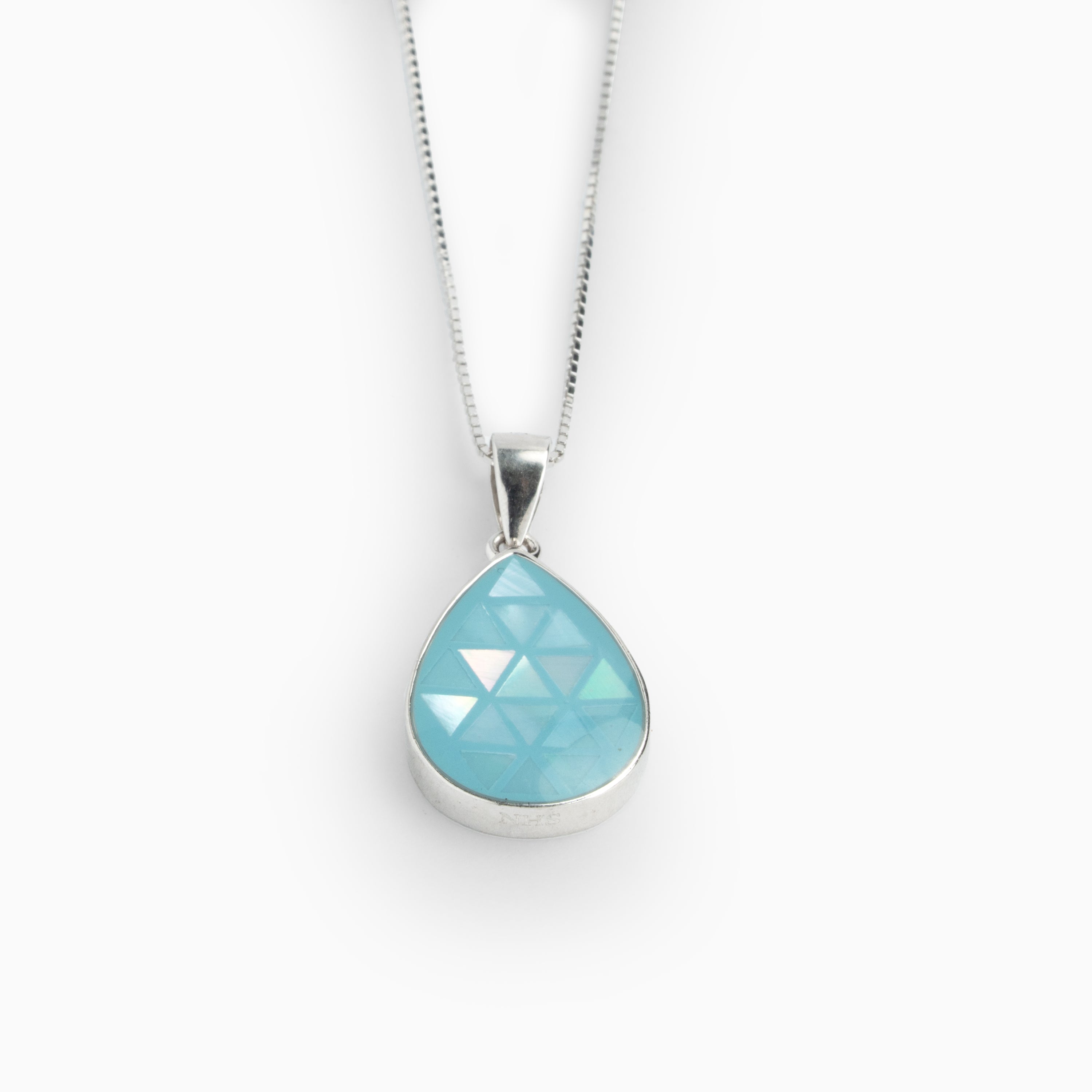 Teardrop motif sterling silver pendant chain Ishna