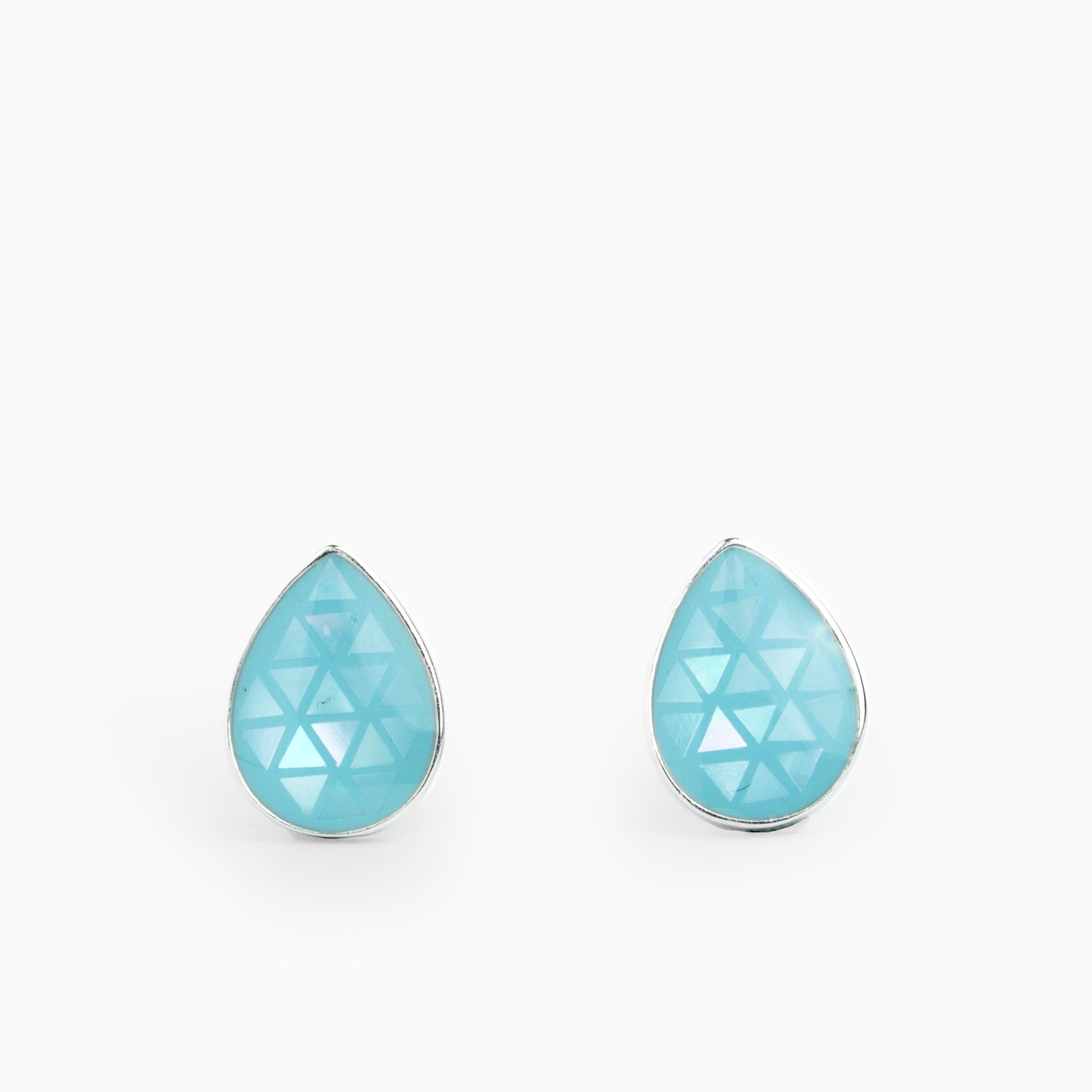 Teardrop motif sterling silver stud earrings Ishna