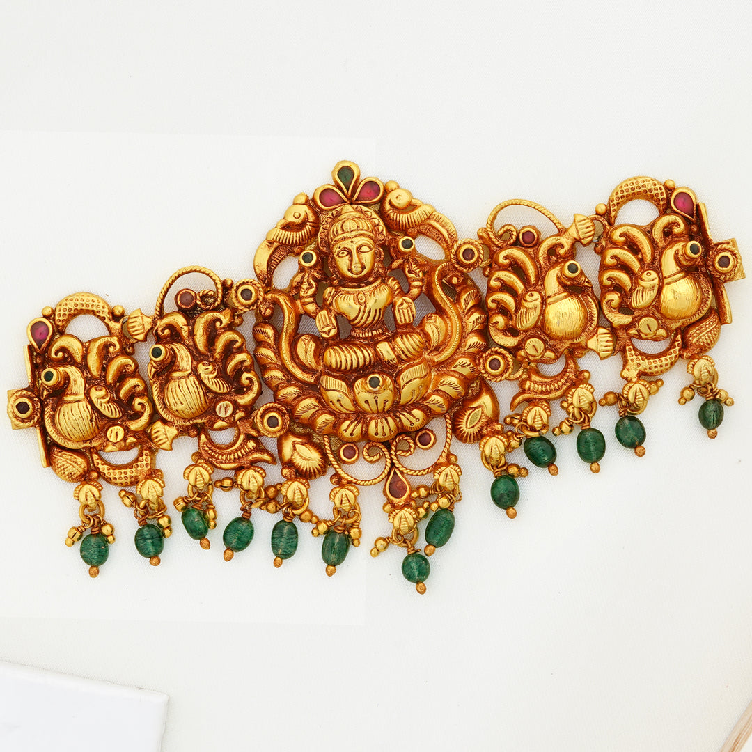 Temple design 92.5 silver Lakshmi choker for bridal wear