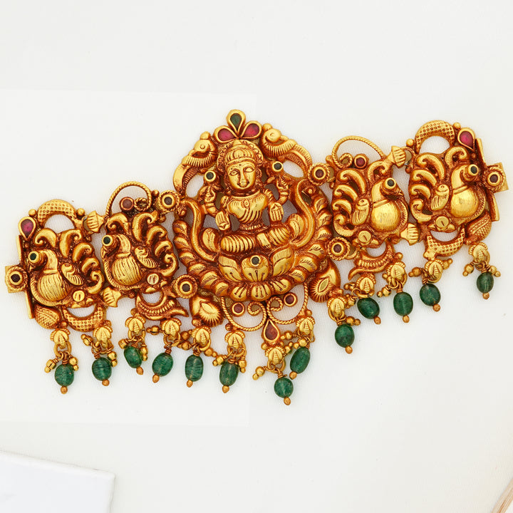 Temple design 92.5 silver Lakshmi choker for bridal wear