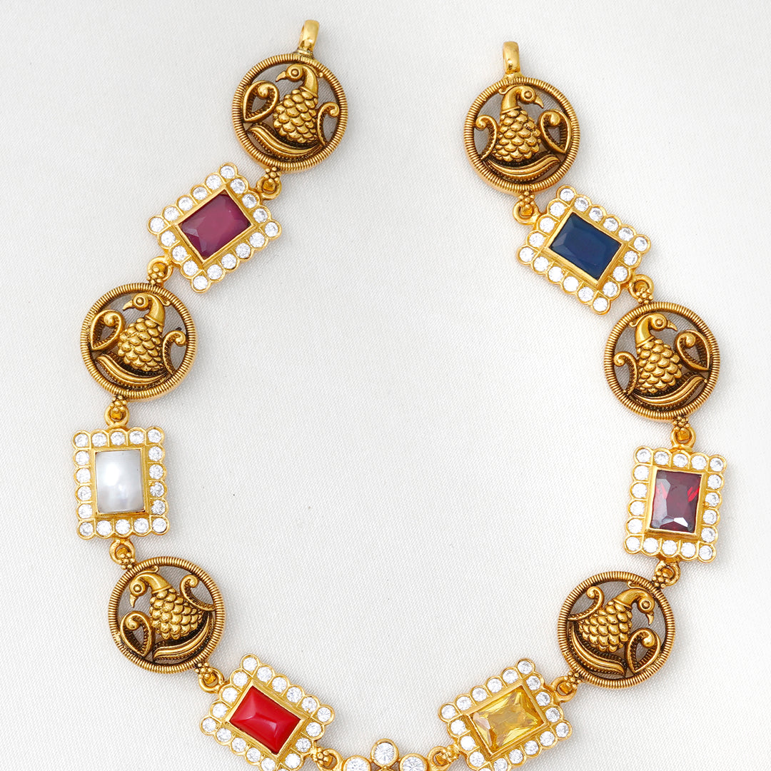Temple jewellery Navaratnam necklace for women

