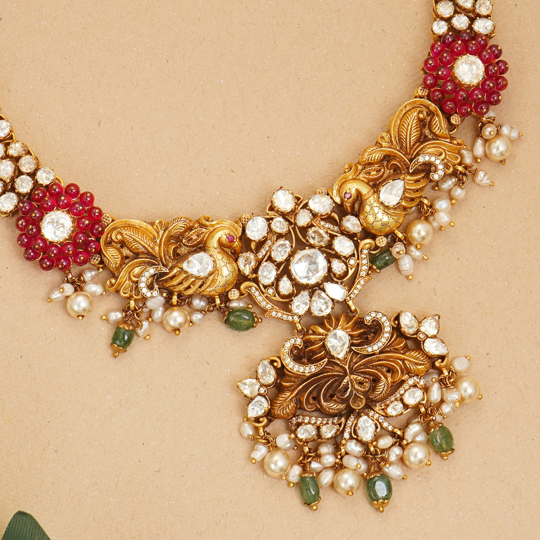 Temple jewellery in gold plated silver