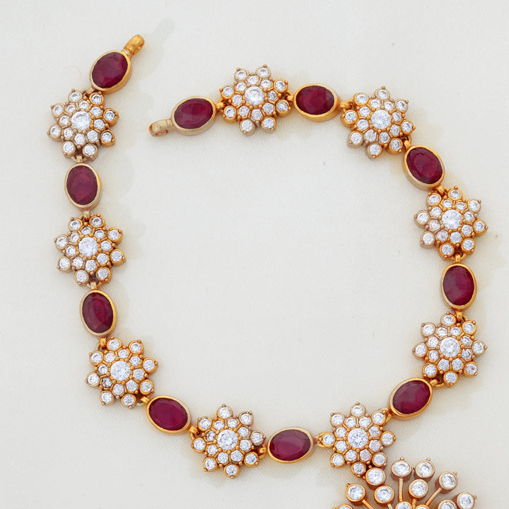 Temple jewellery style short chain with floral design