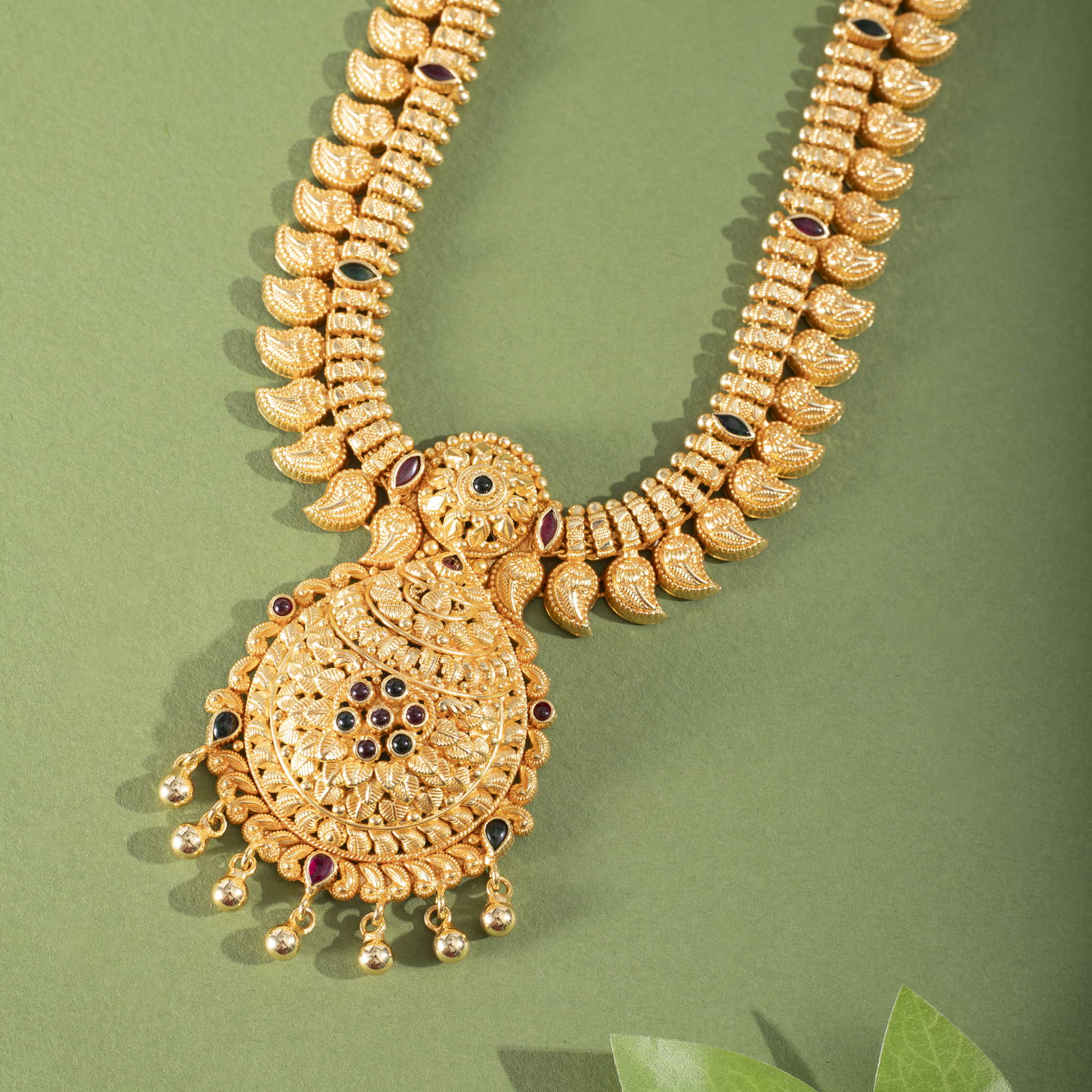 Temple style gold pendant necklace