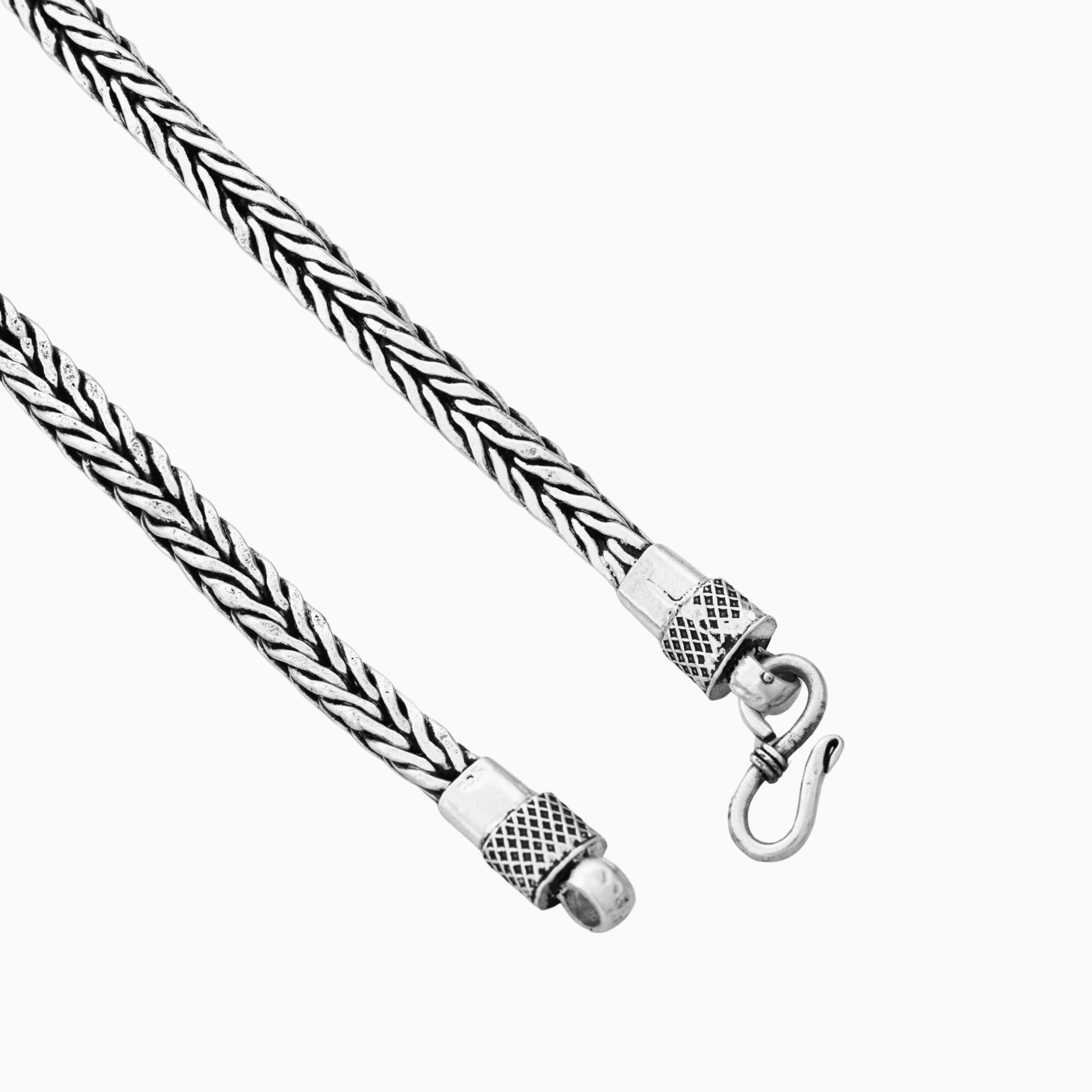 Textured braided silver chain